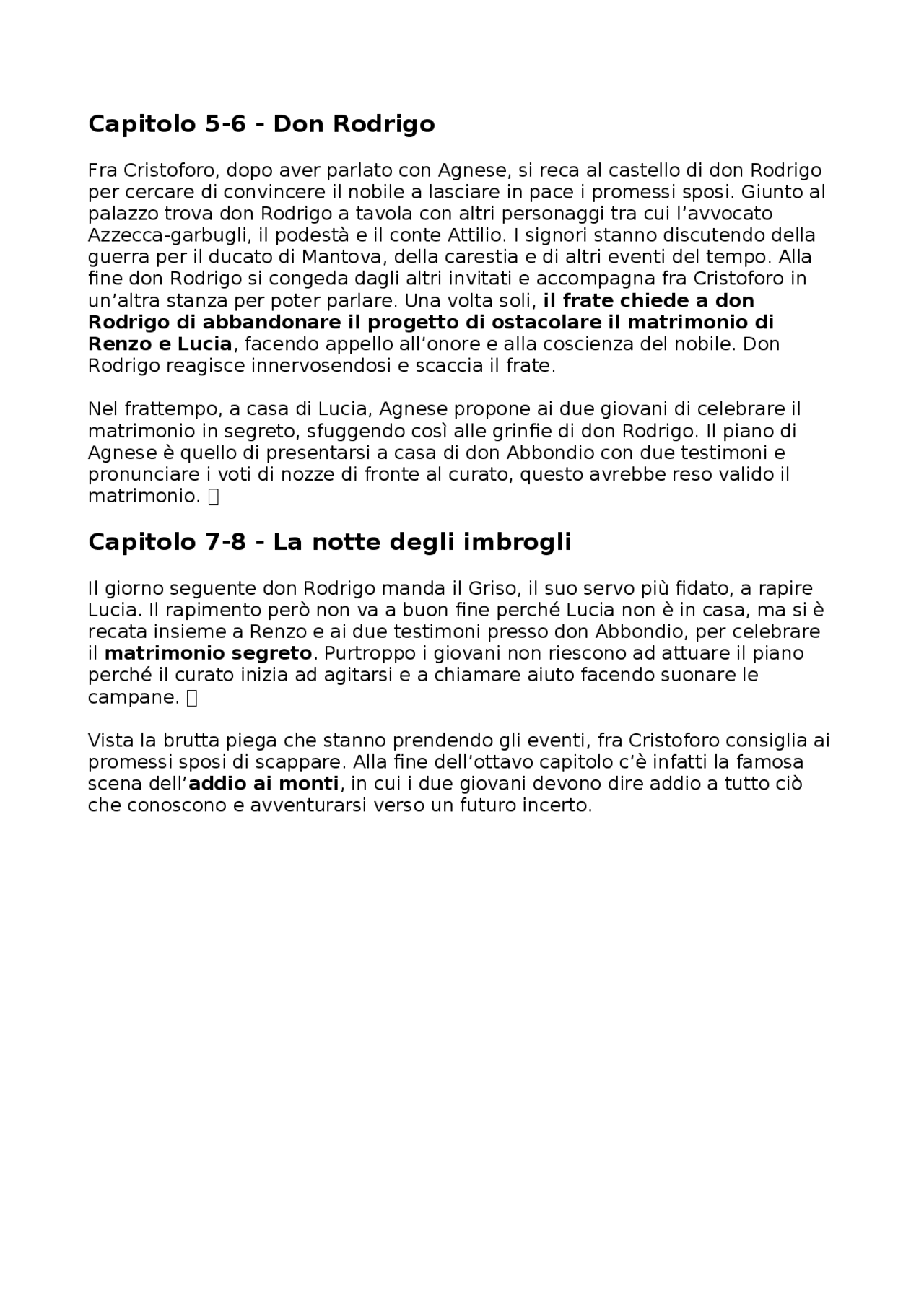 Riassunto breve dei capitoli dei Promessi Sposi Sintesi del corso di Letteratura Italiana Riassunto breve dei capitoli dei Promessi Sposi Sintesi del corso di Letteratura Italiana