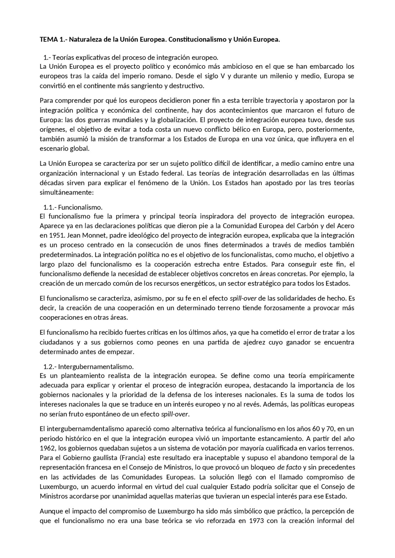 Apuntes completos derecho de la UE | Resúmenes de Derecho Europeo | Docsity