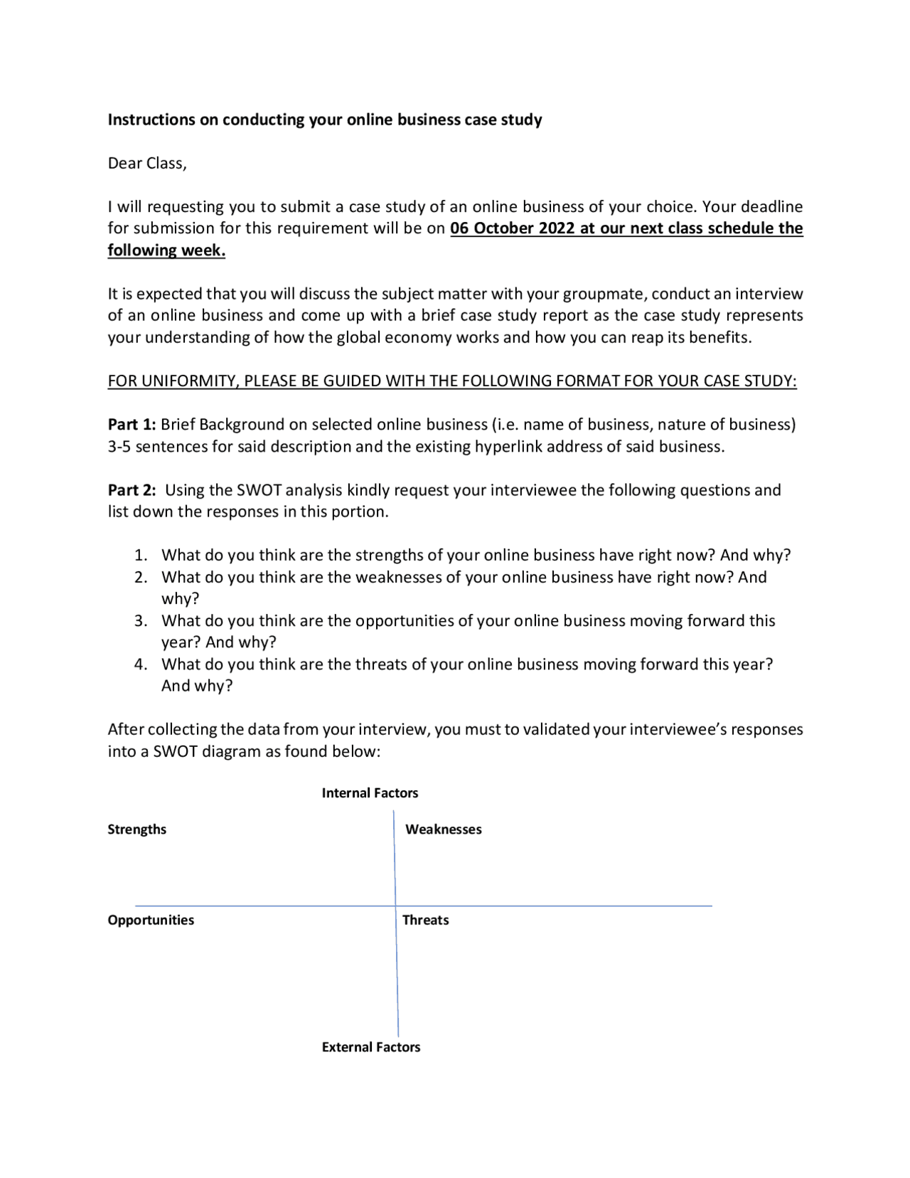 CASE STUDY THAT USES SWOT ANALYSIS | High school final essays History ...