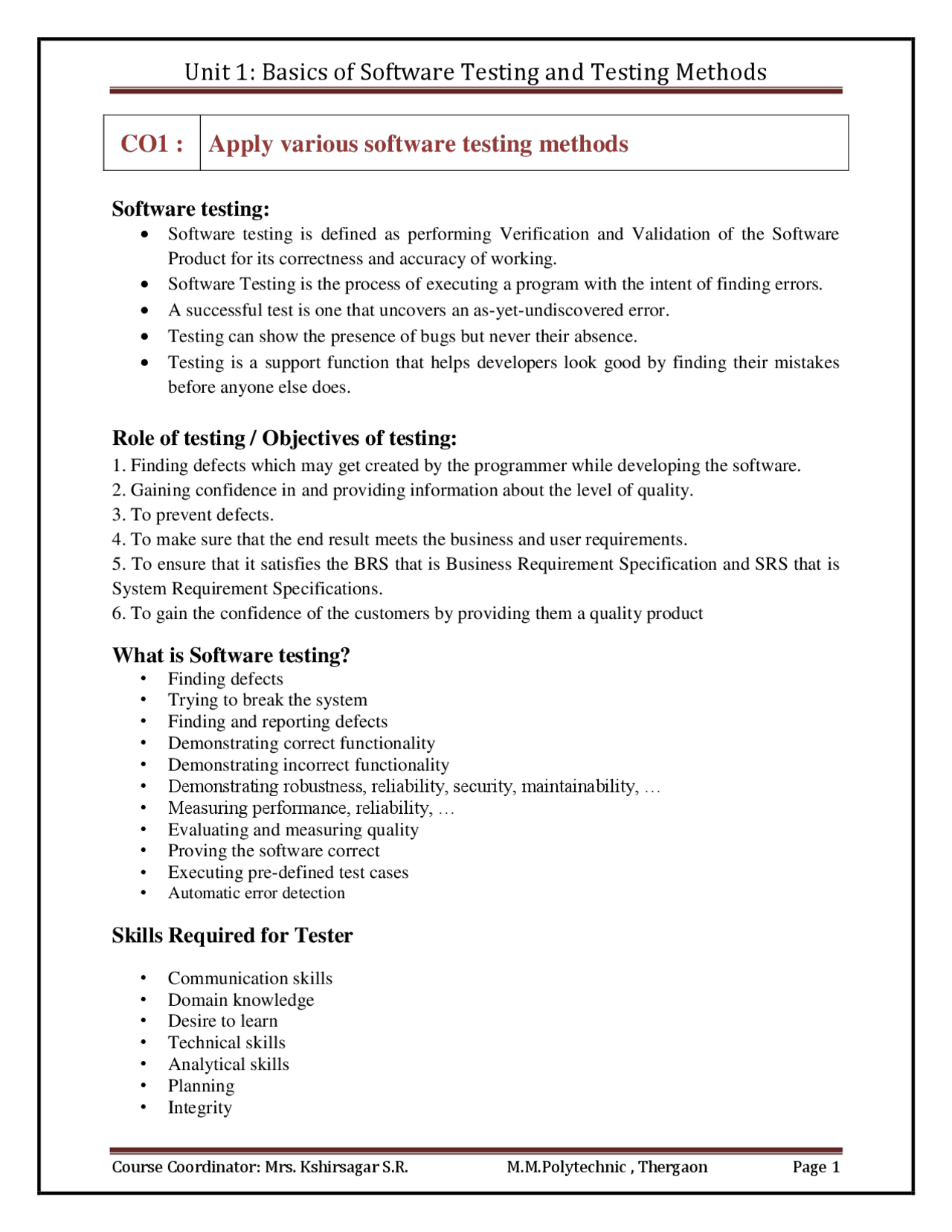 software testing complete notes | pdf | software... Software Testing Notes Chapter 1 | Study notes Software Engineering ...