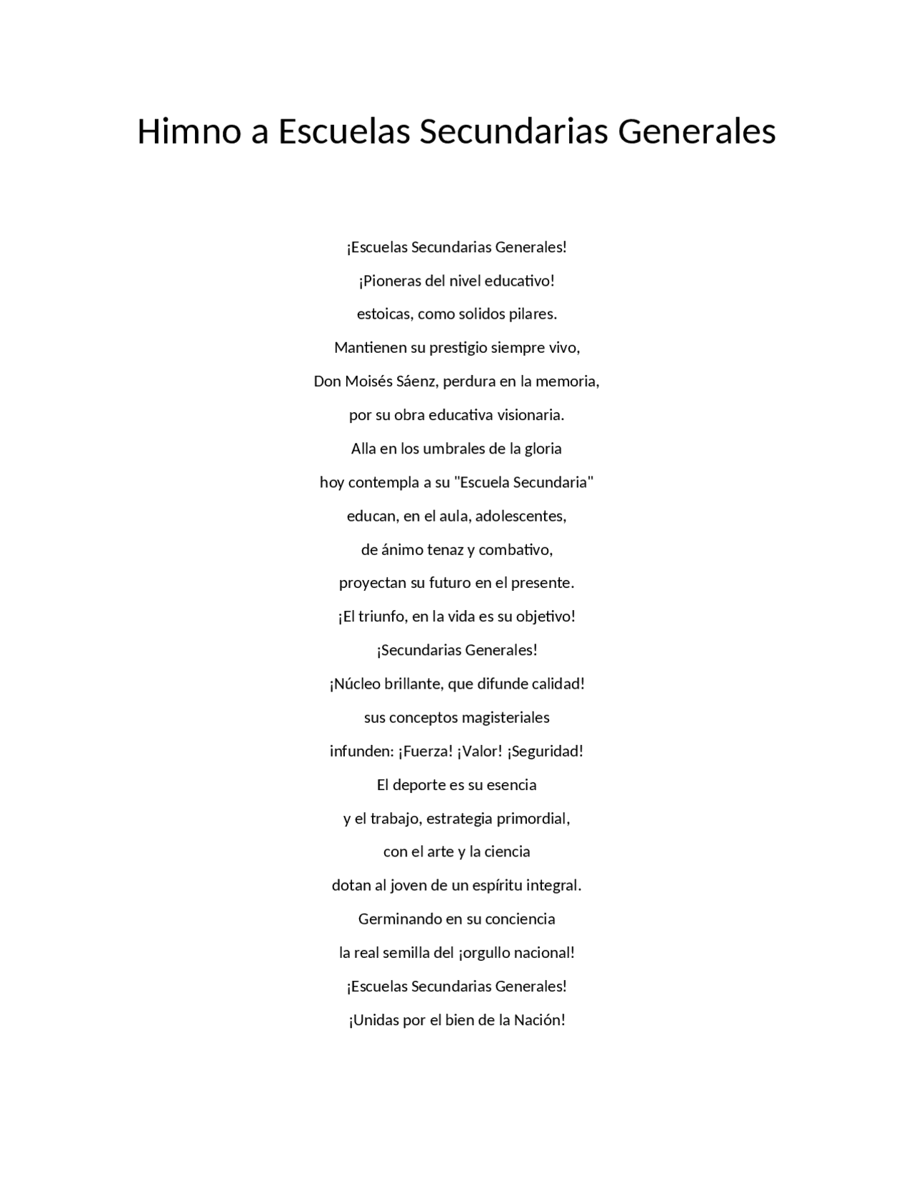 Himno de escuelas secundarias generales Monografías, Ensayos de