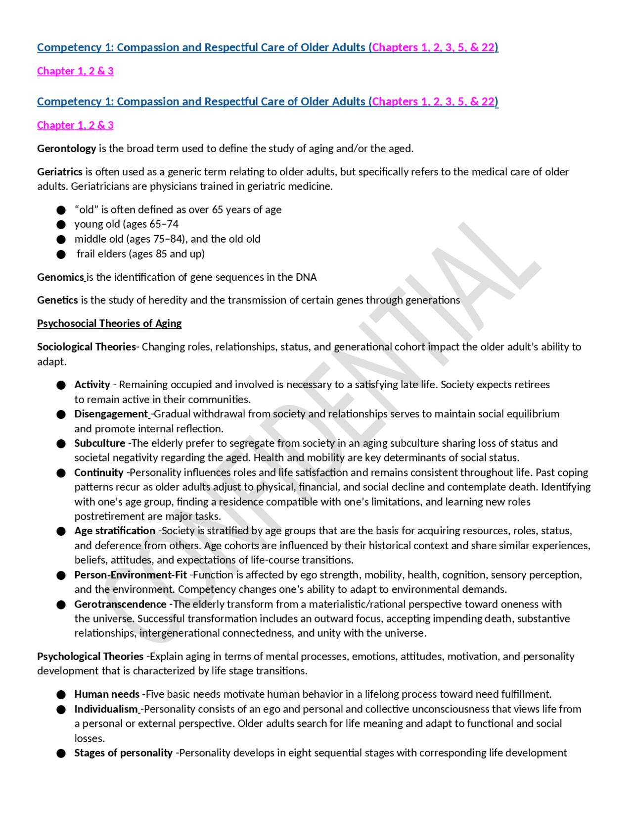 Mocare Competency Competency 1: Compassion and Respectful Care of Older Adults (Chapters ...