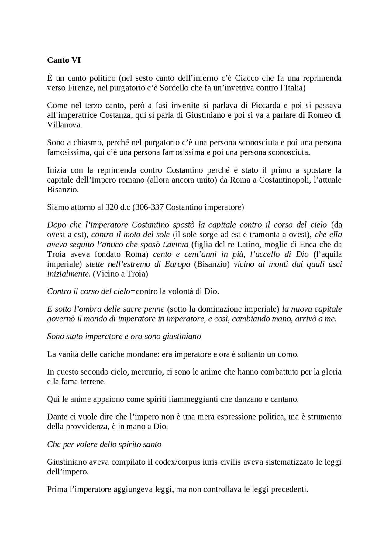 Canto VI Paradiso Divina Commedia Appunti di Italiano Docsity Canto VI Paradiso Divina Commedia Appunti di Italiano Docsity