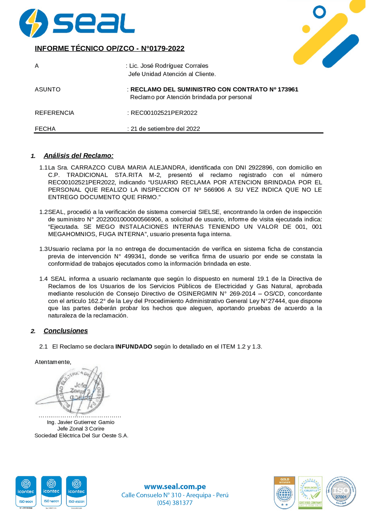 INFOMES TECNICOS DE CALIDAD | Resúmenes de Informes y Producción | Docsity