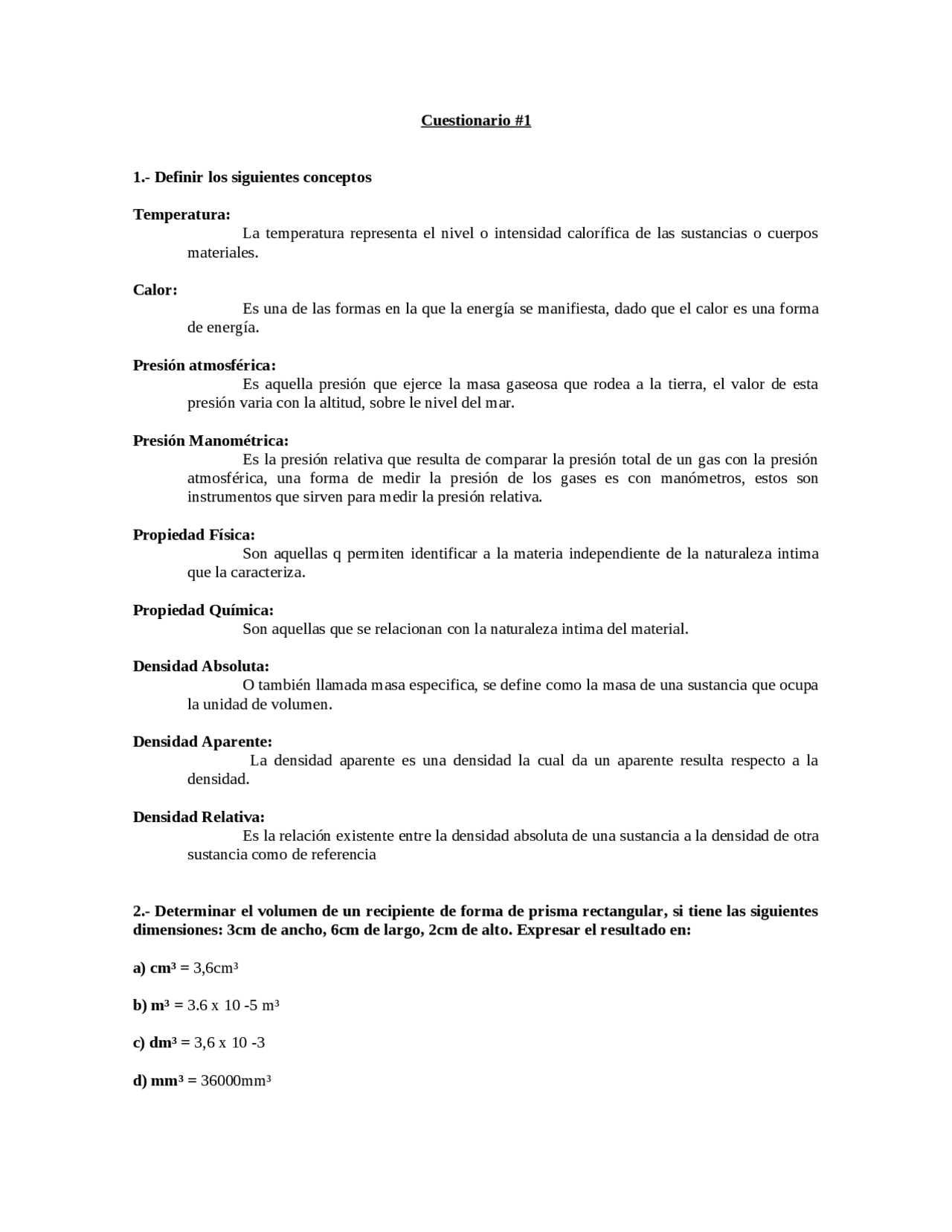 Ejercicios De Laboratorio 1 Ejercicios De Química Docsity