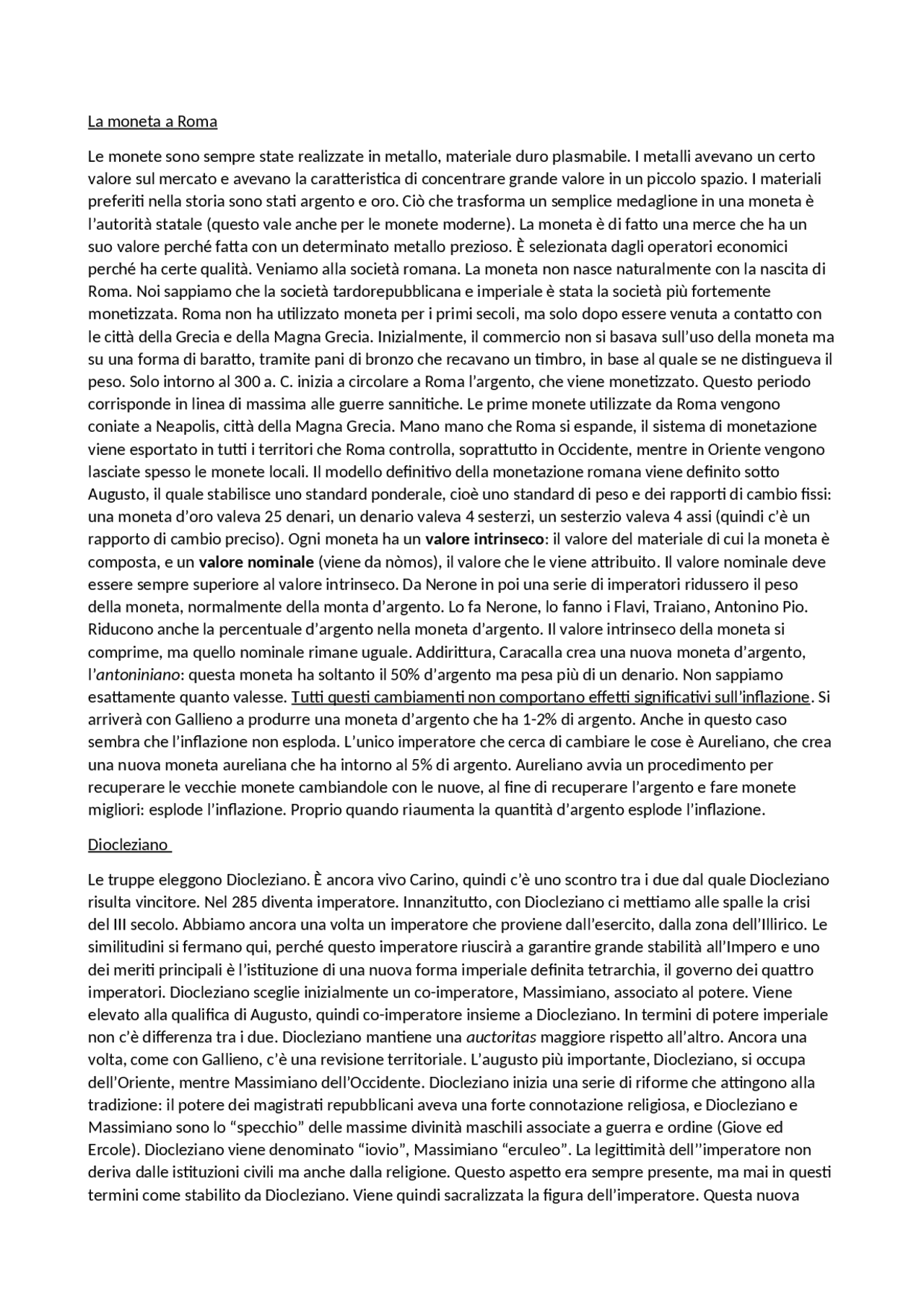 Le riforme di Diocleziano e Costantino Appunti di Storia