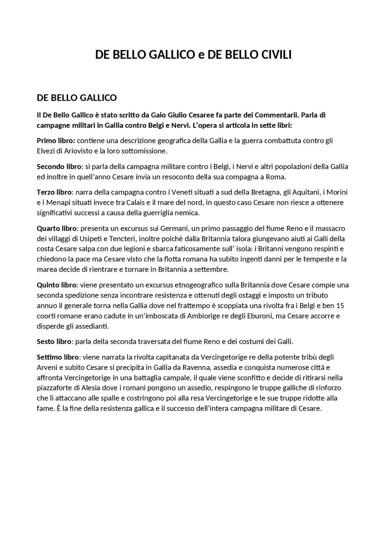 De Bello Gallico e De Bello