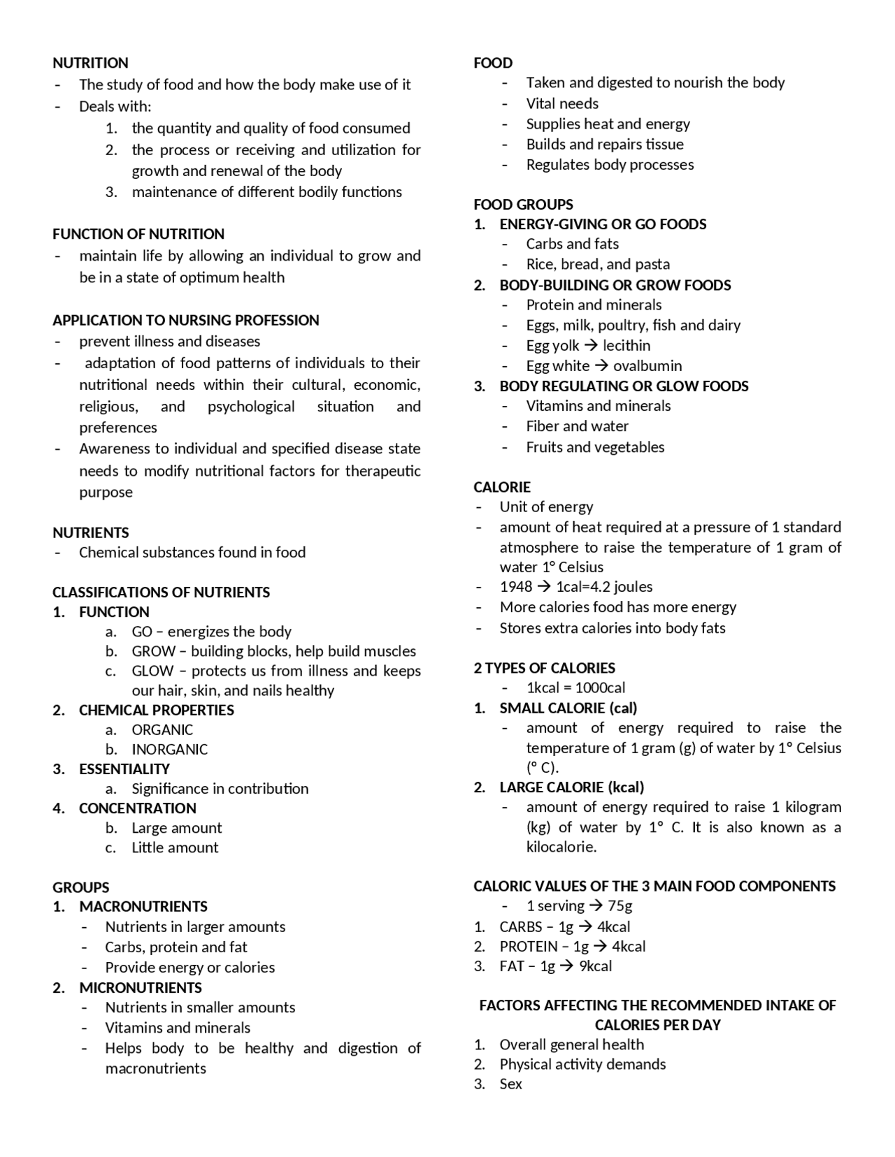 Nutrition Notes.pdf Nutrition nutrition nutrition | Lecture notes Nutrition | Docsity