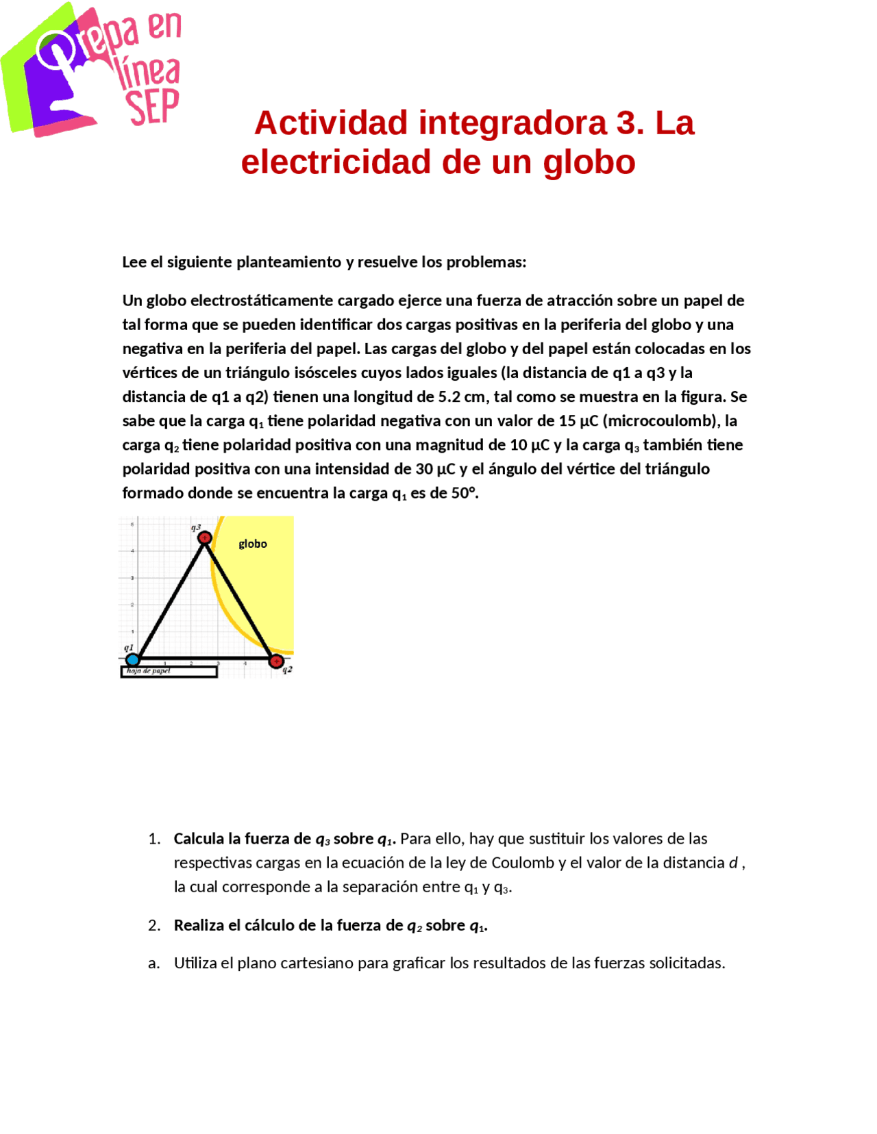 Actividad integradora 3. La electricidad de un globo. Apuntes de