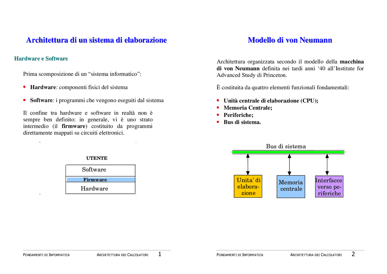 Struttura, architettura e componenti dei sistemi di elaborazione ...
