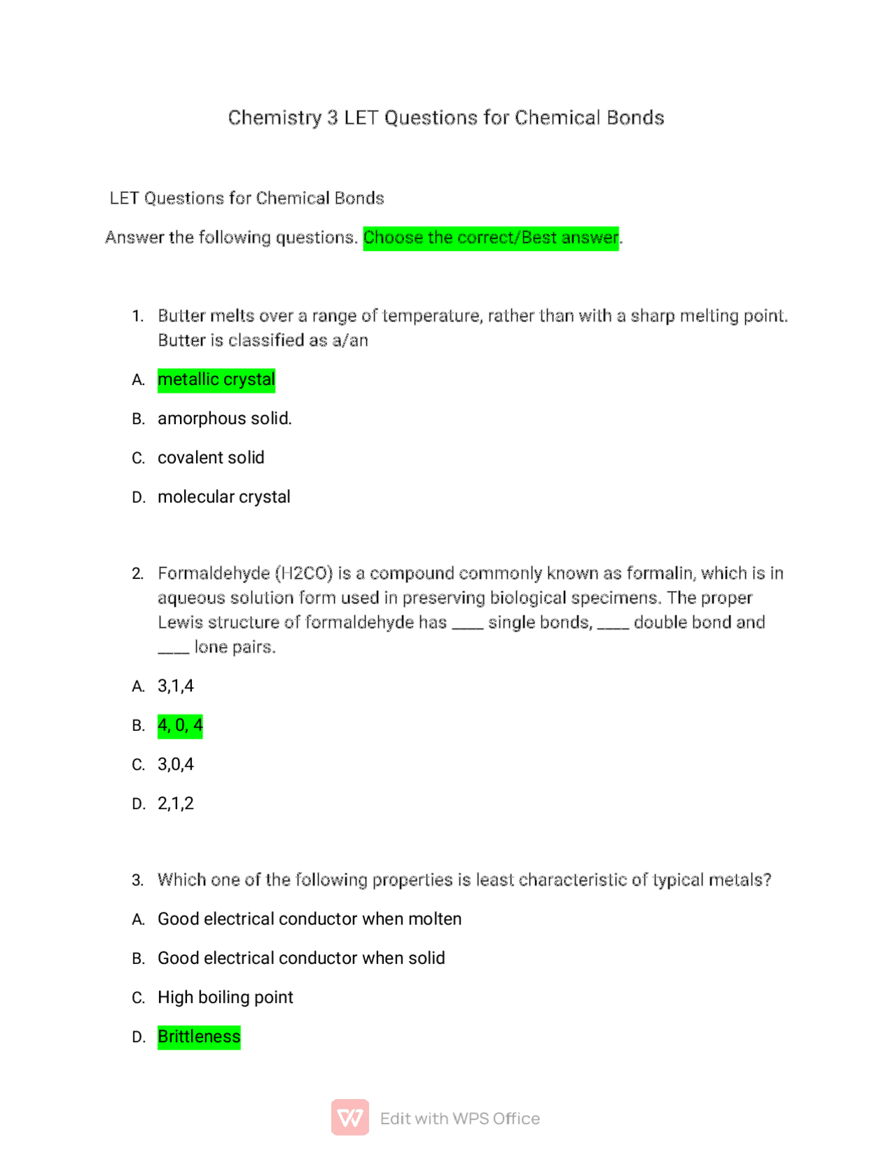 LET REVIEW CHEMISTRY | Study notes Chemistry | Docsity