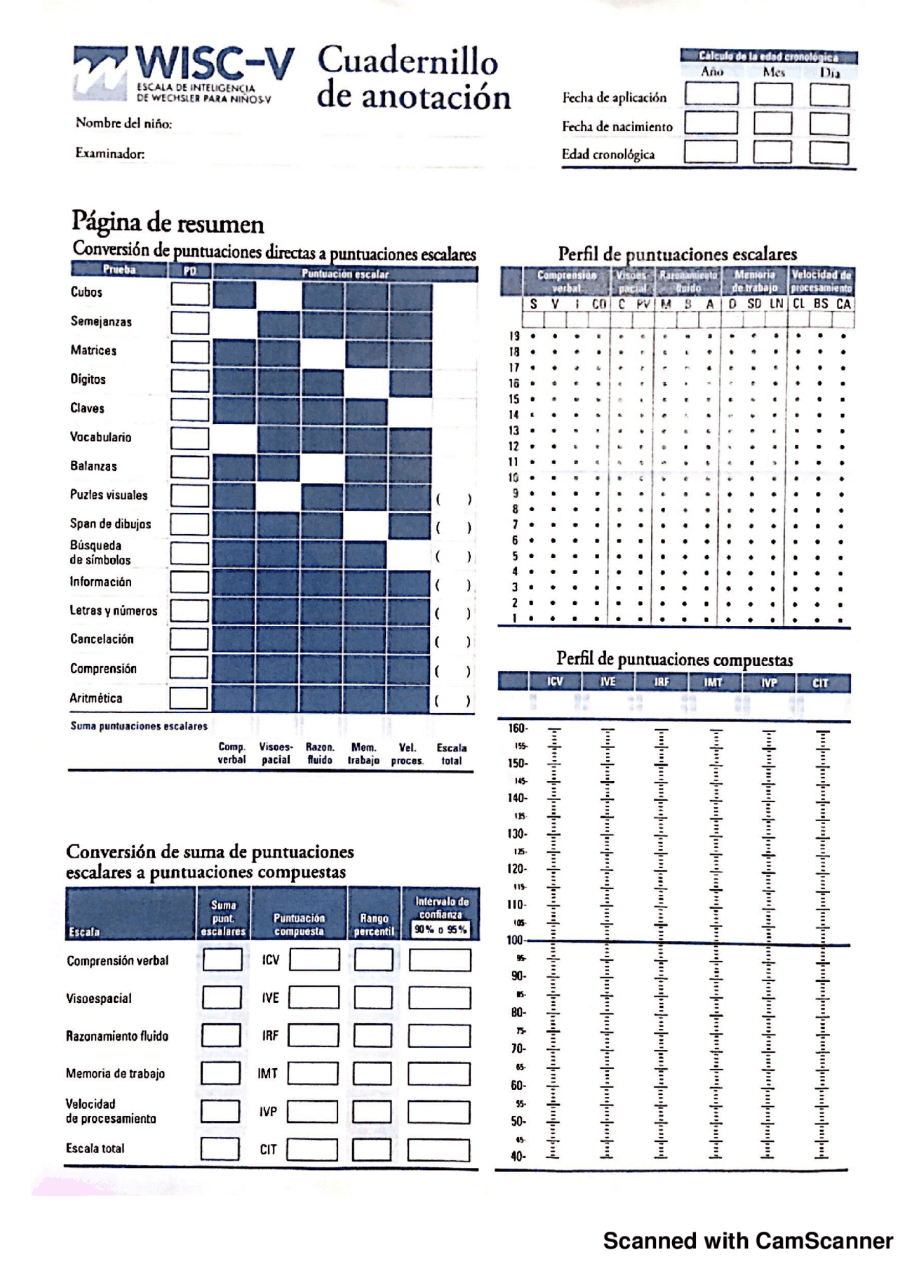 Protocolo wisc v para practica de aplicacion Guías, Proyectos