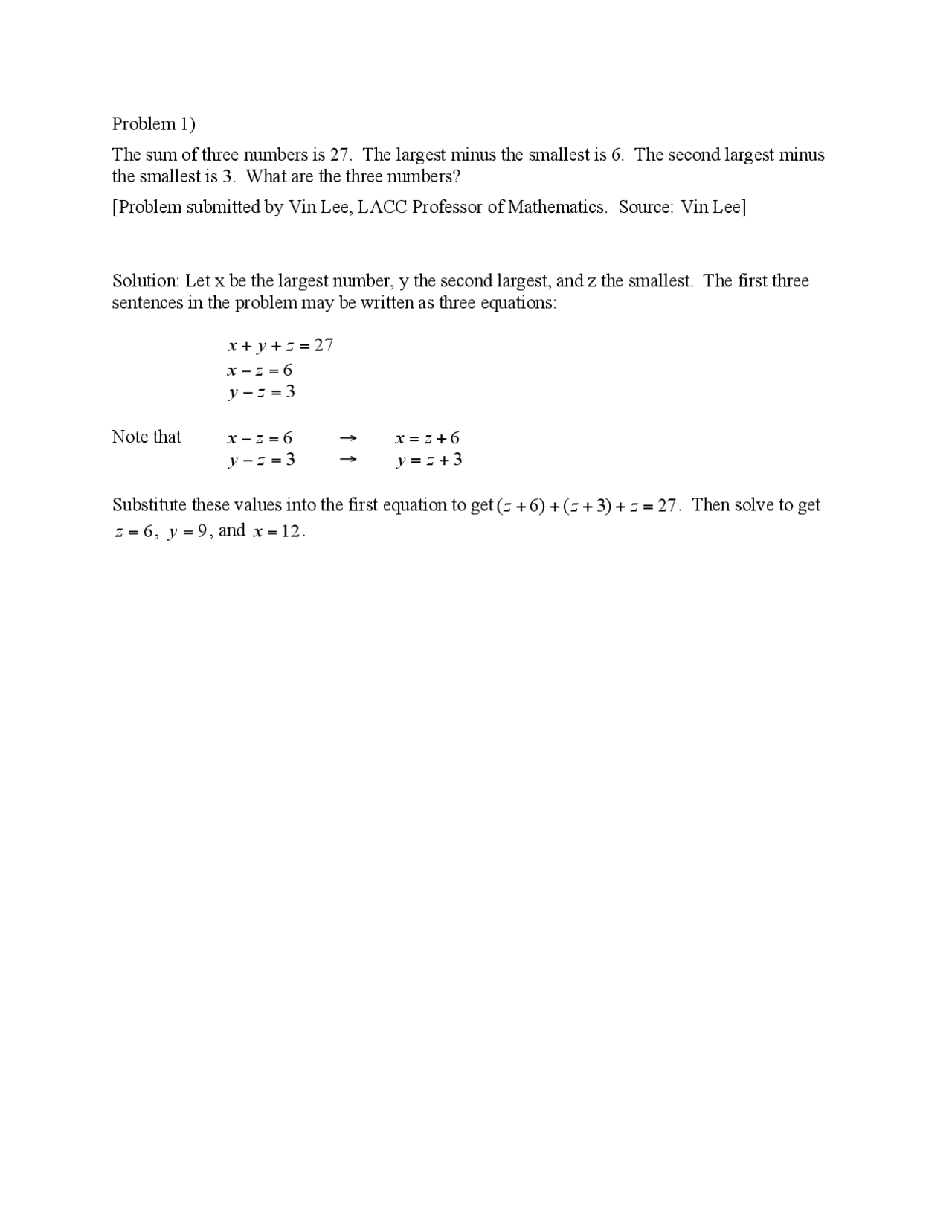 Mathematics contests questions and solutions | Exams Mathematics | Docsity