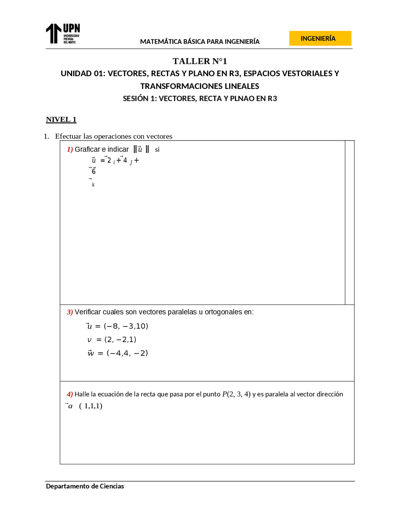 Ejercicios vectores rectas y planos | Ejercicios de Matemáticas | Docsity