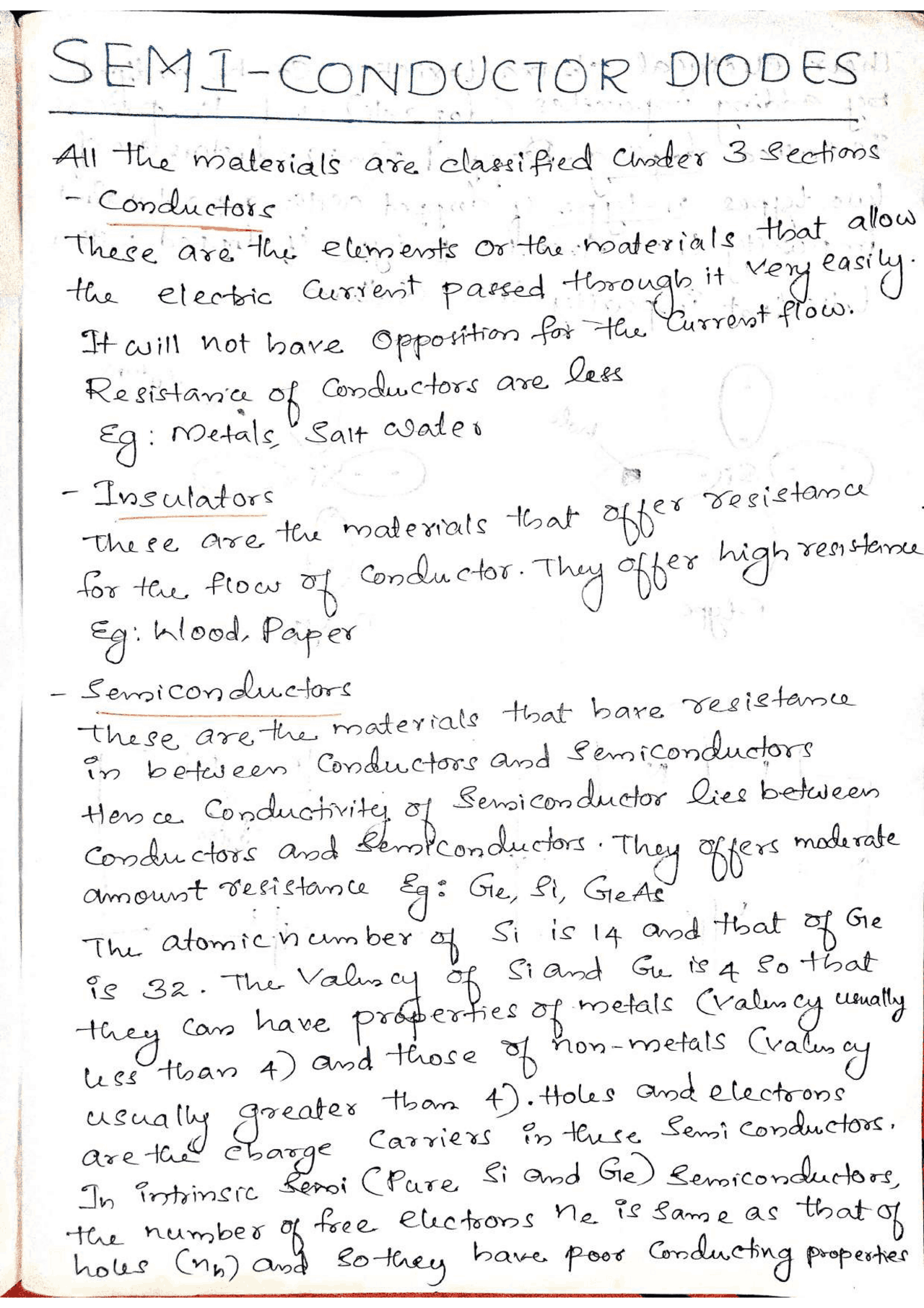 ELECTRONICS- SEMICONDUCTOR DIODE | Study notes Electronics | Docsity