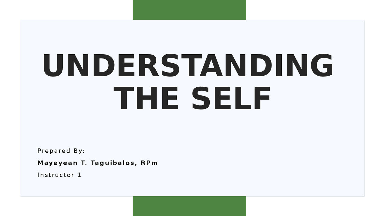 Understanding the Self | Slides Psychology | Docsity