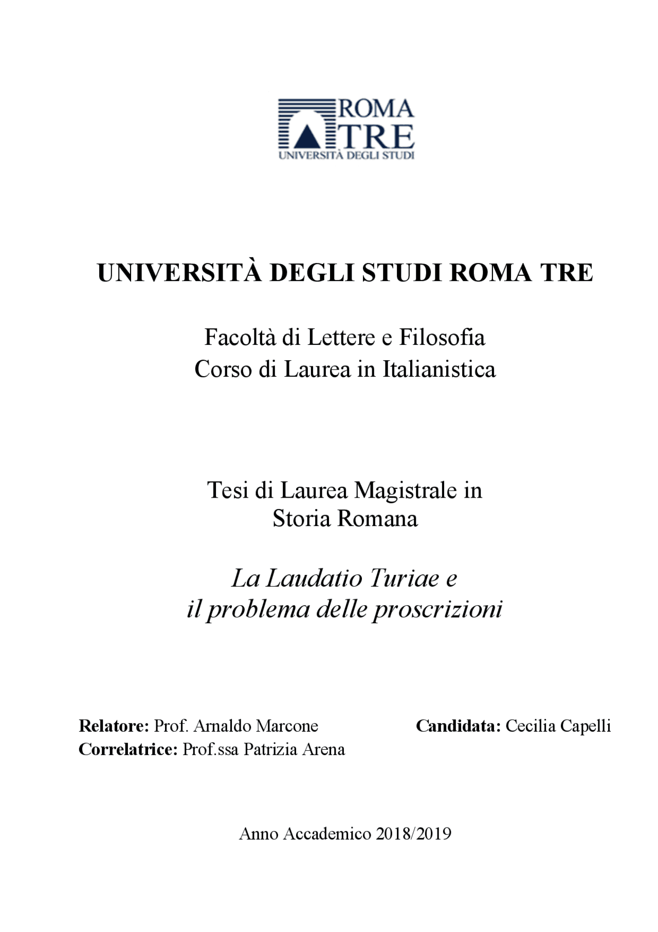 La laudatio turiae e il problema delle proscrizioni Tesi di laurea di
