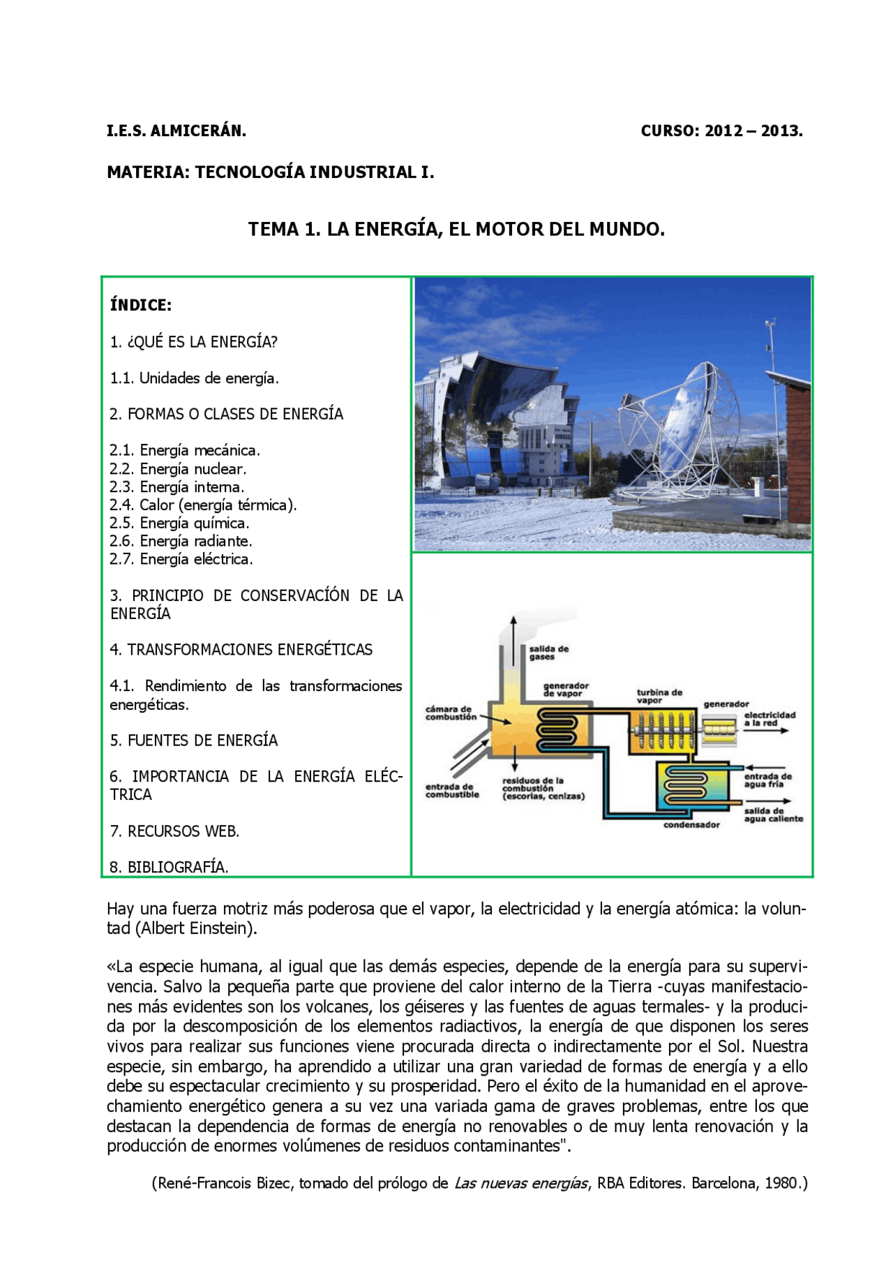 La energia: El motor del mundo | Diapositivas de Tecnología | Docsity