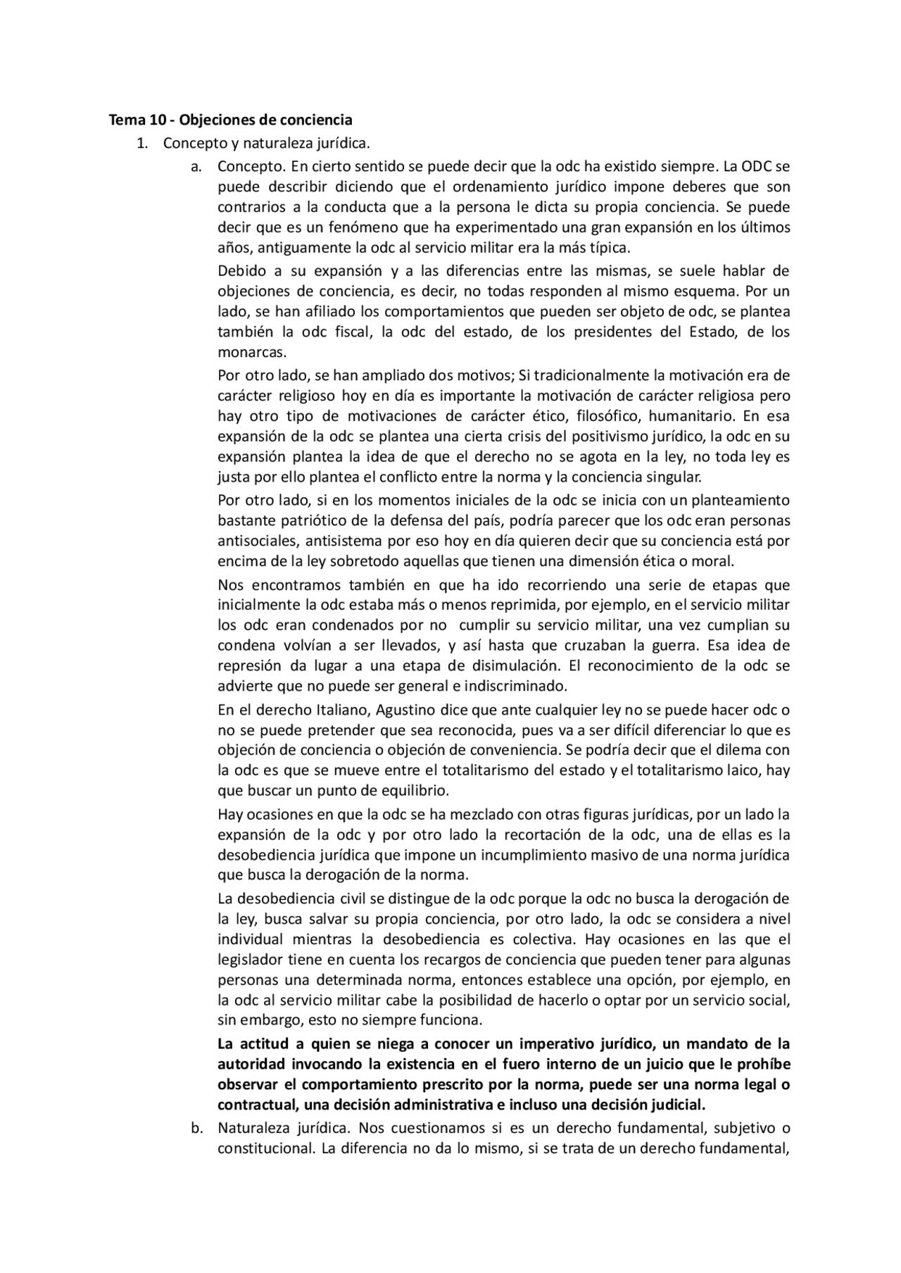 Tema 10 Objeción de conciencia | Notas de estudo de Direito Canônico ...