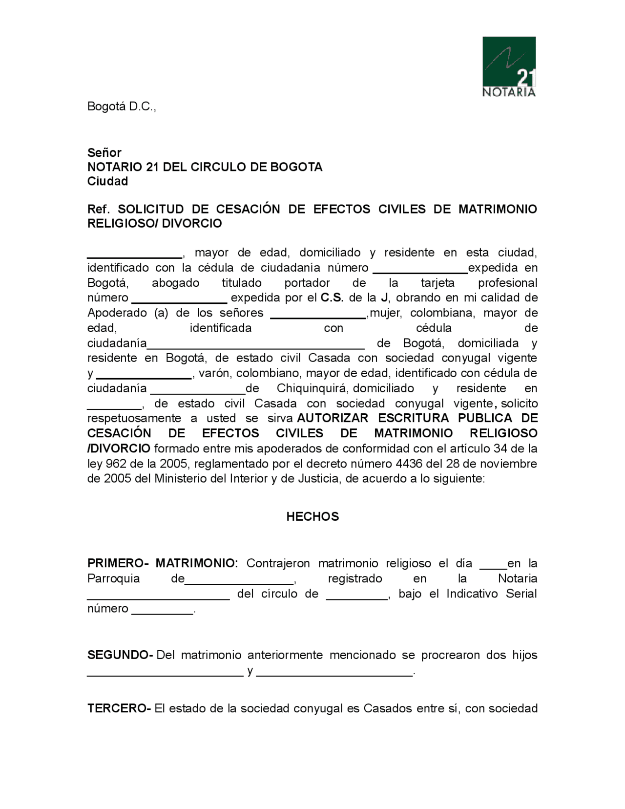 Divorcio en colombia | Ejercicios de Derecho Civil Patrimonial | Docsity