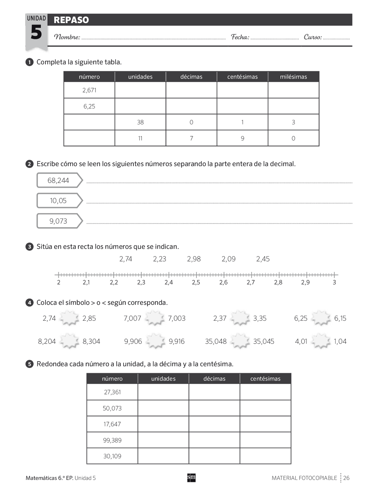 Repaso Tema 5 Matemáticas 6º | Apuntes de Matemáticas | Docsity
