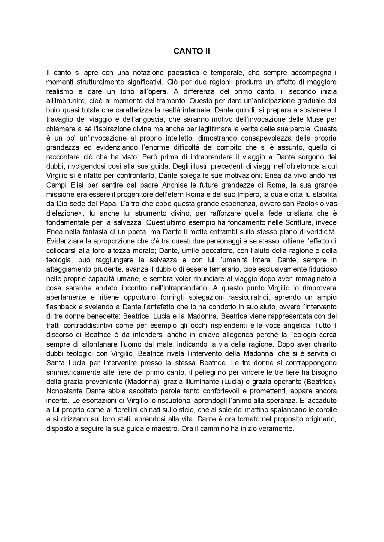 Canto secondo, terzo e quinto dell'inferno dantesco Appunti di Italiano Docsity