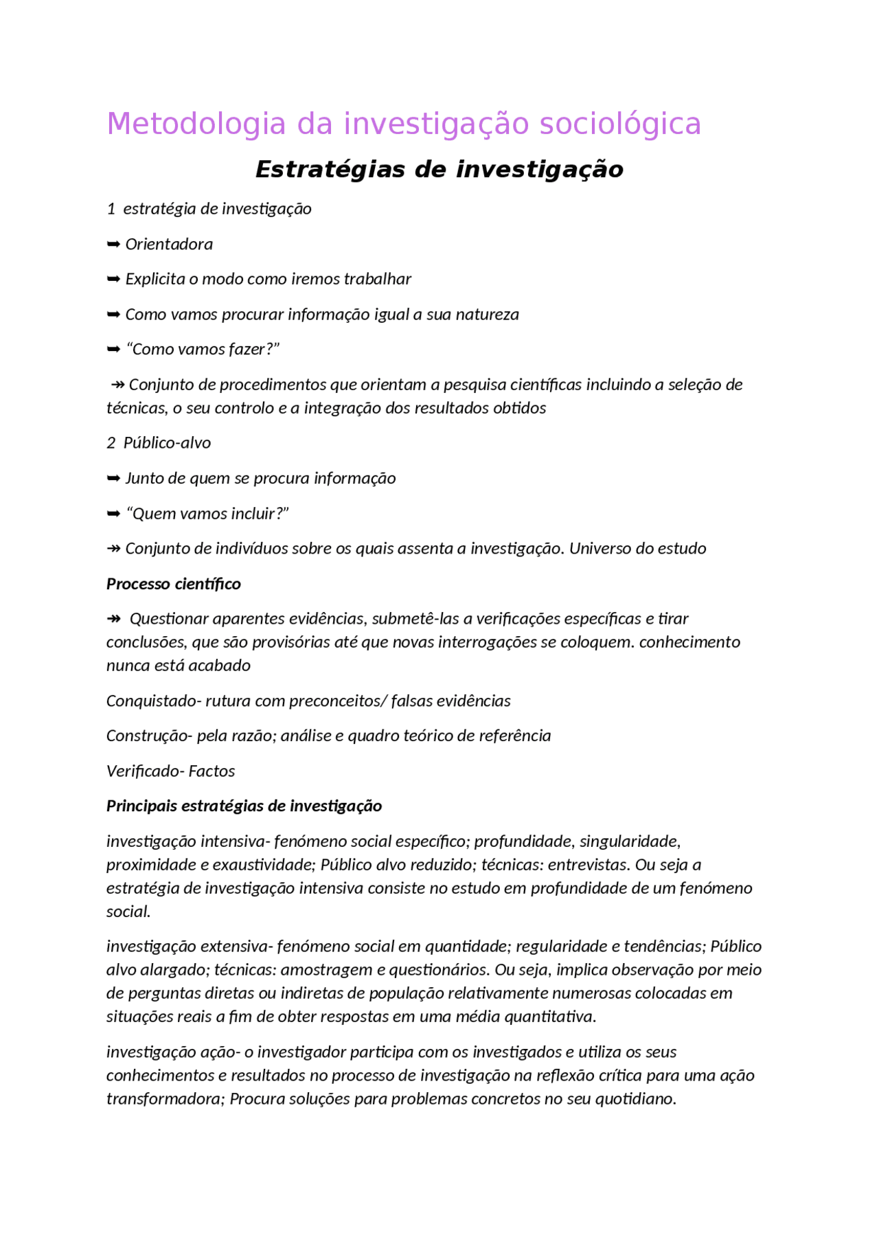 Sociologia e conhecimento sobre a realidade social | Study notes ...