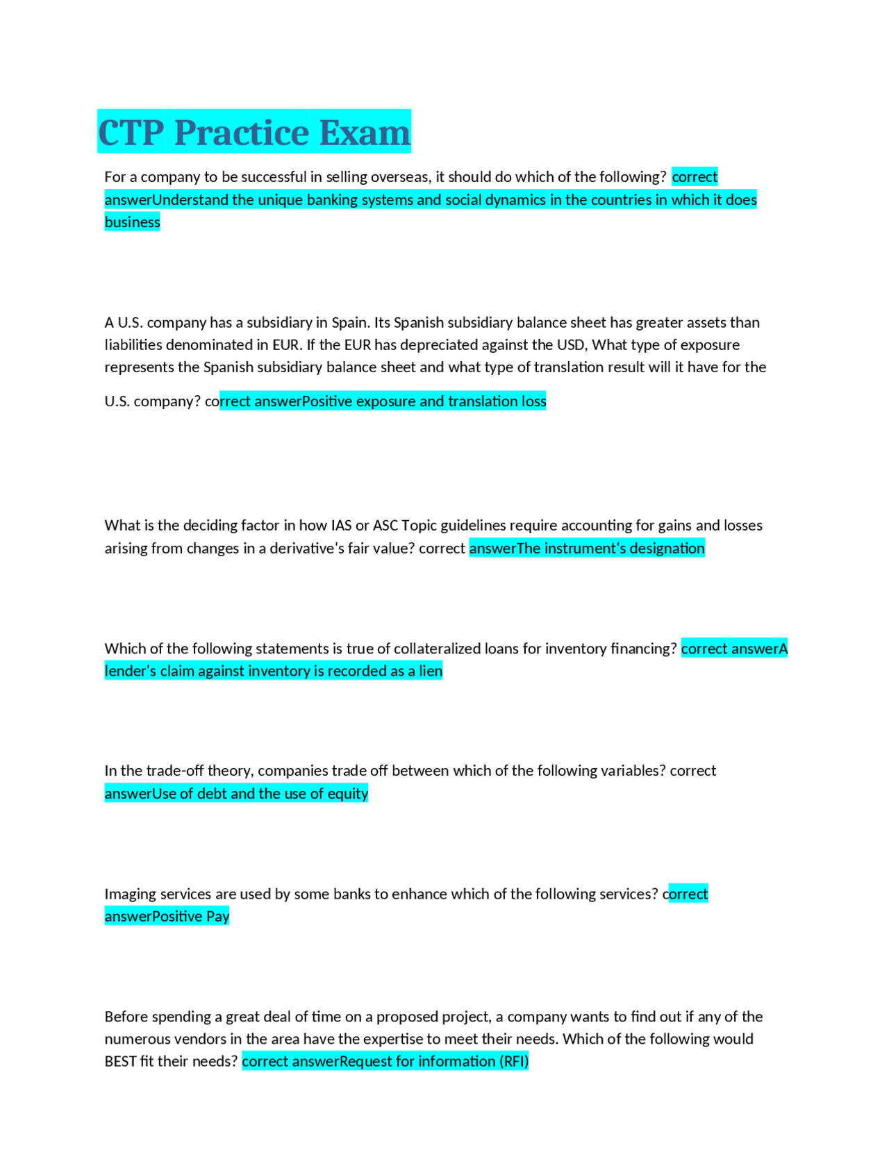 HR 96 CTP Practice Exam 2022(100% Verified with the correct answers ...