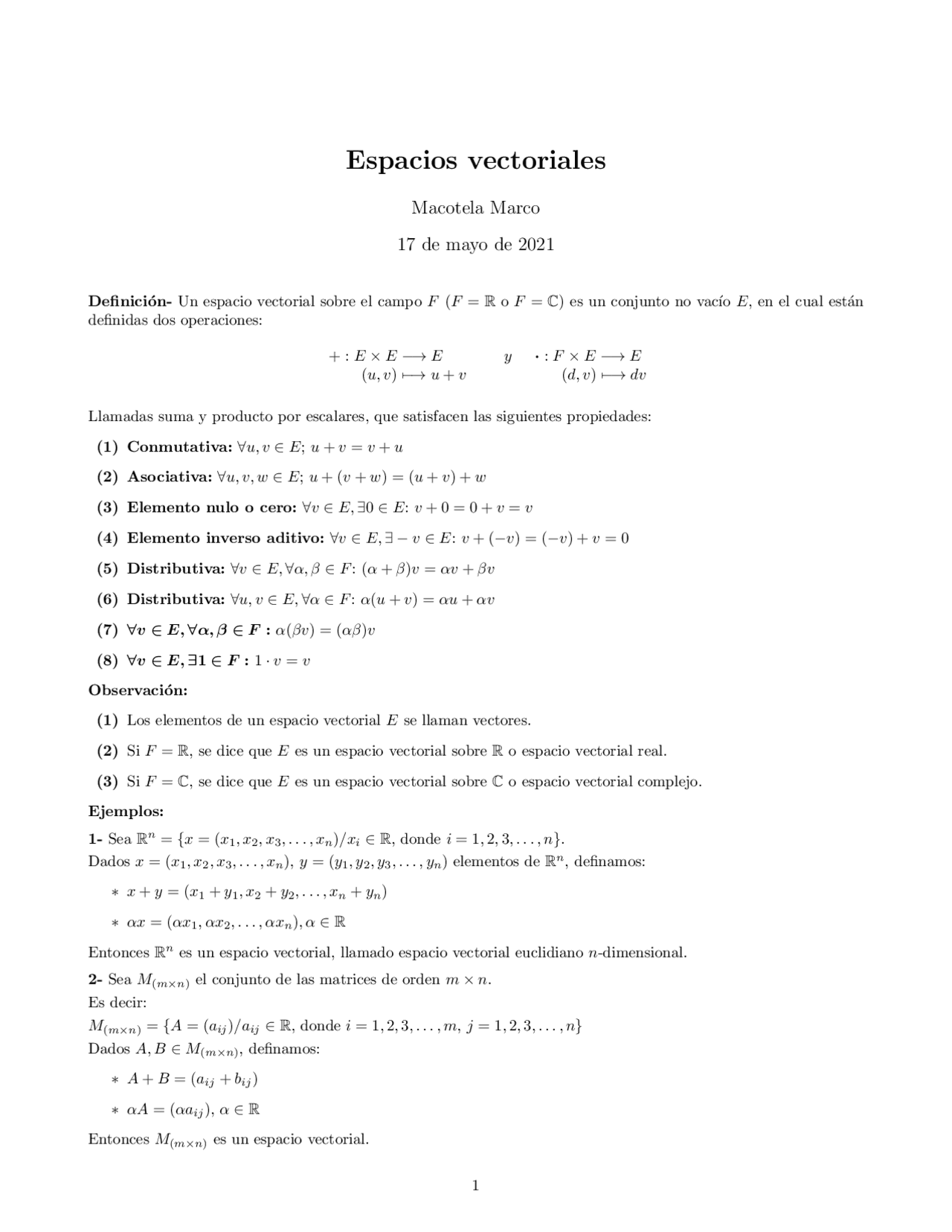 Espacios Vectoriales Apuntes De álgebra Lineal Docsity Espacios Vectoriales Apuntes De álgebra Lineal Docsity