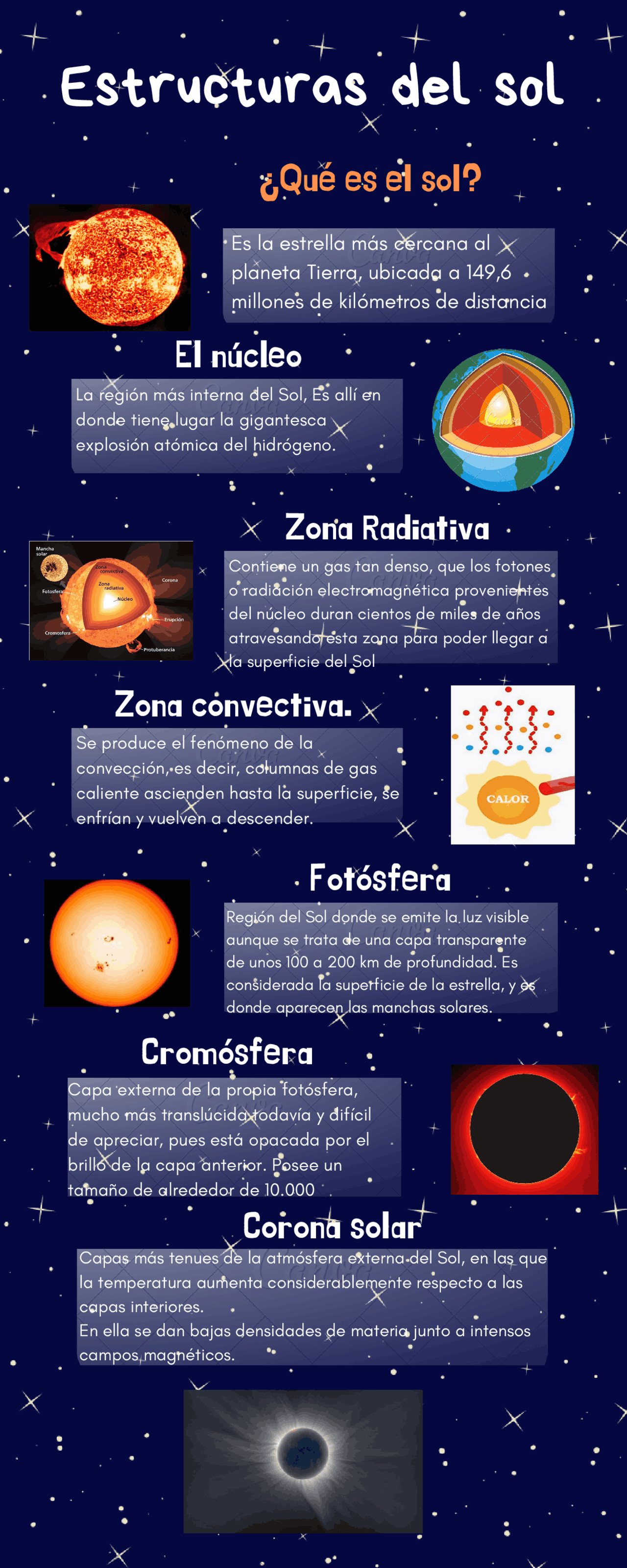 Infografia estructura del sol | Esquemas y mapas conceptuales de ...