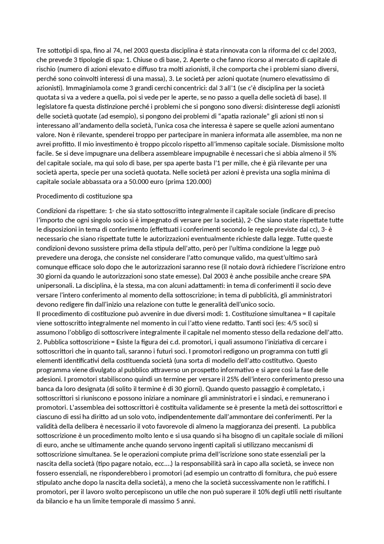 Società per azioni SPA Sintesi del corso di Diritto Commerciale Docsity Società per azioni SPA Sintesi del corso di Diritto Commerciale Docsity