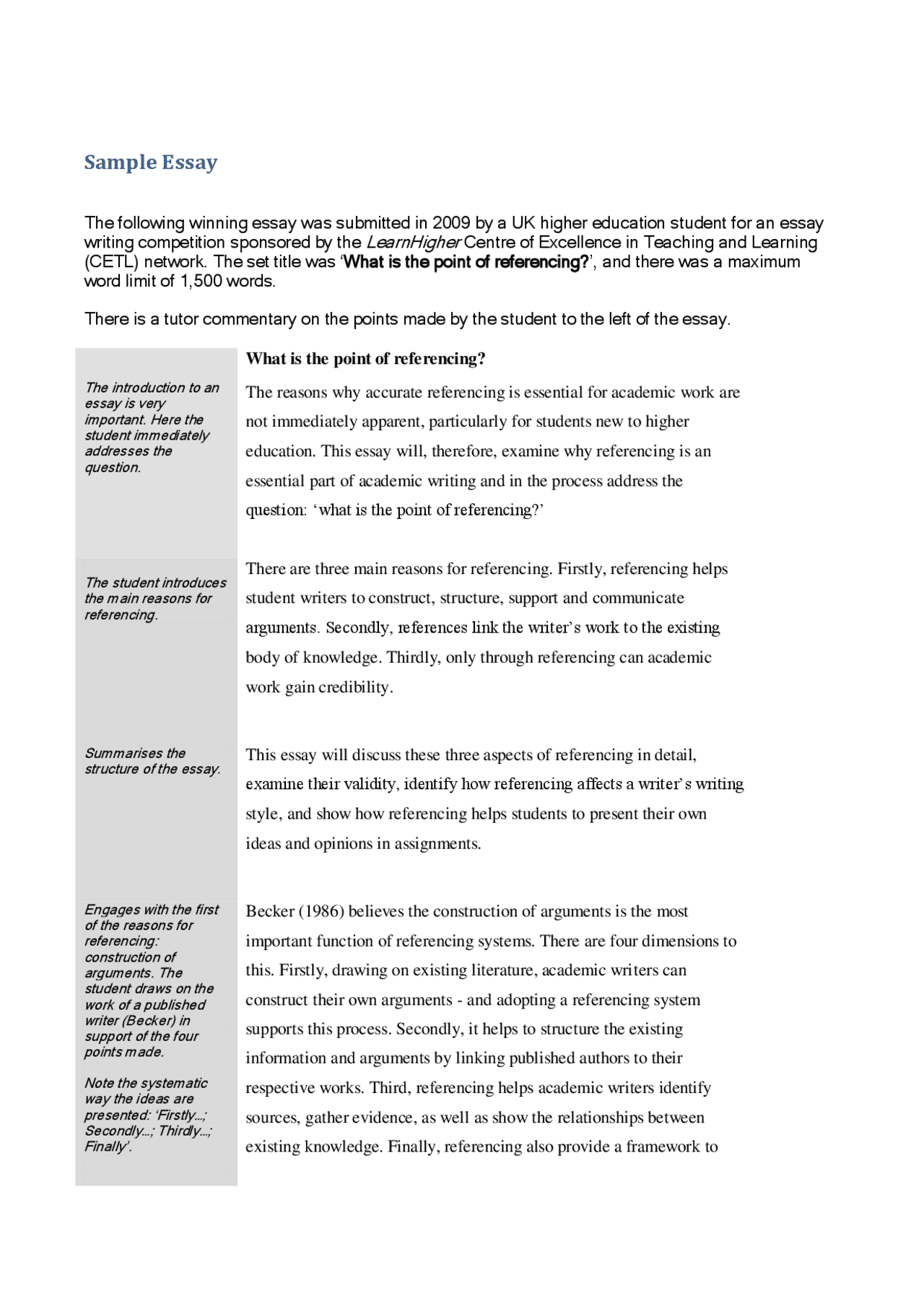 Referencing Essay For University Students | Essays (university ...
