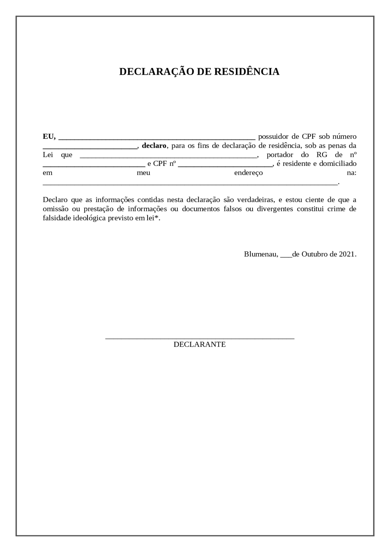 Modelo De Declaração Simples - NAZAEDU