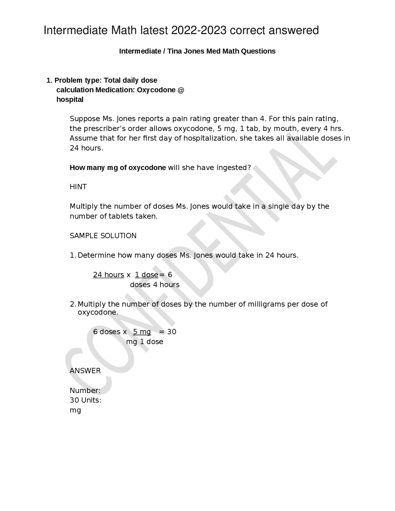 Intermediate Math latest 2022-2023 correct answered | Exams Mathematics ...
