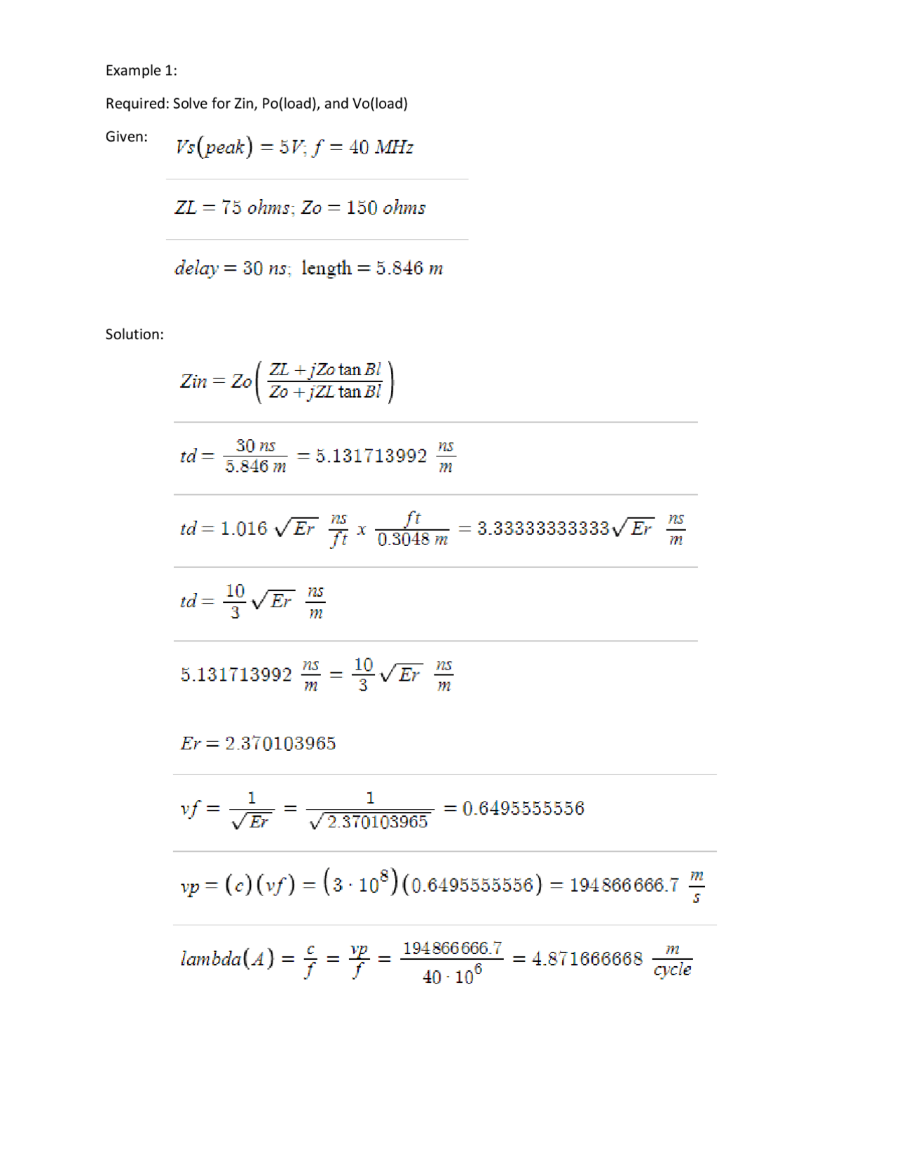 Power Calculation in Electronics | Exercises Mathematics | Docsity