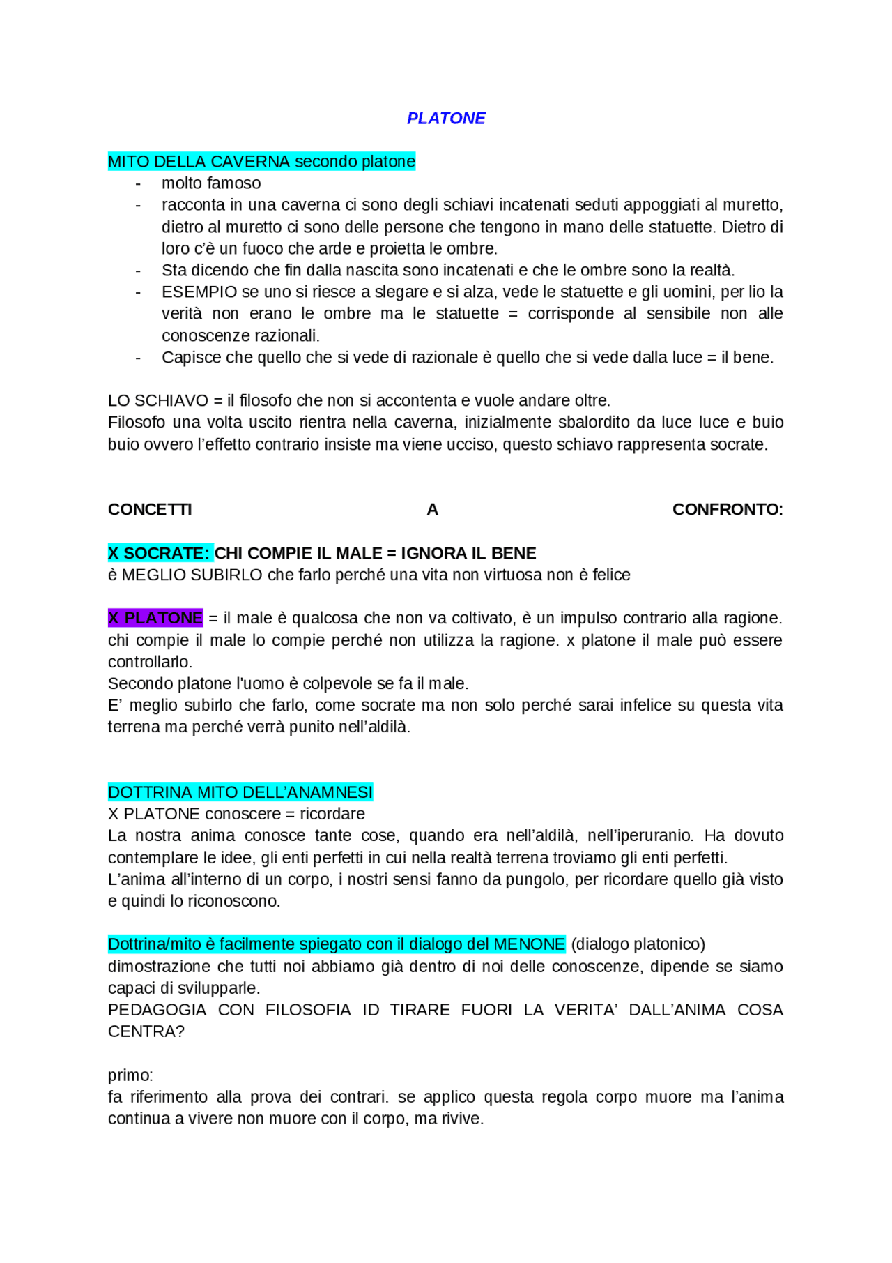 Appunti di filosofia: Platone (confronto con Socrate) | Appunti di ...