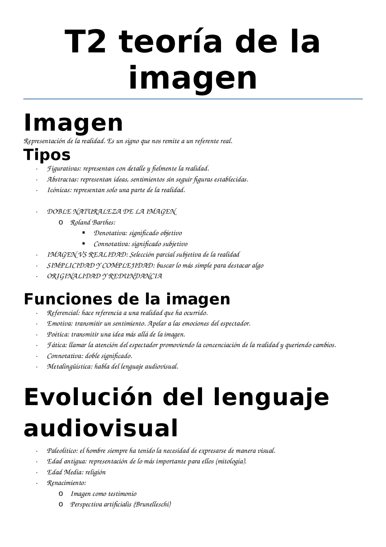 Tema 2. Teoría de la imagen | Apuntes de Cultura Audiovisual | Docsity