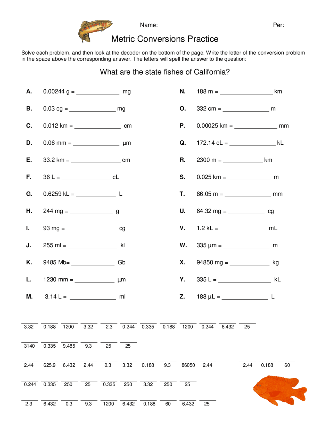 Conversions Practice Problems | Exercises Earth science | Docsity