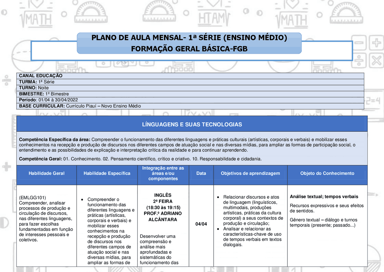 1ª SÉRIE (ENSINO MÉDIO) FORMAÇÃO GERAL BÁSICA-FGB | Notas de estudo ...
