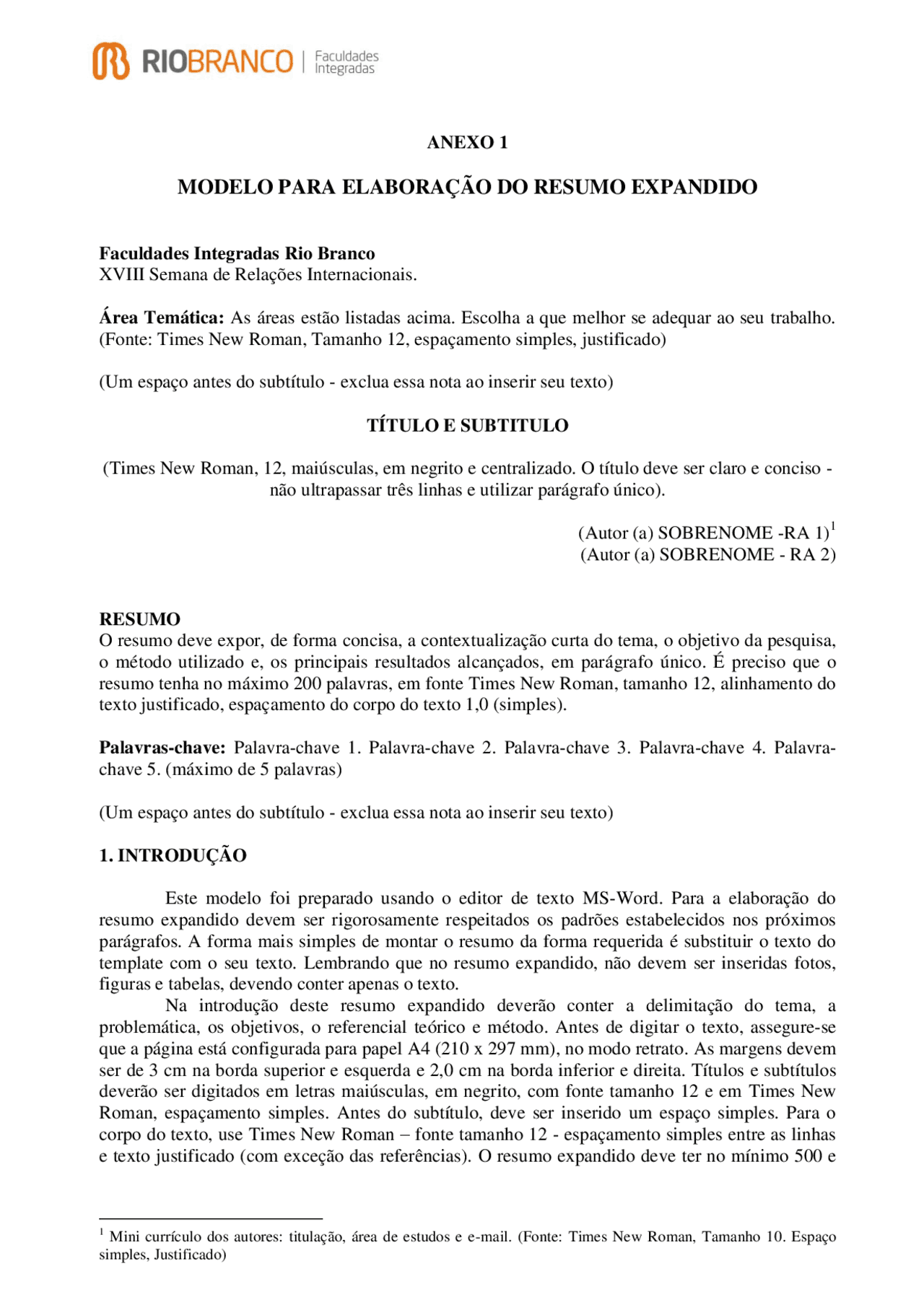Resumo Expandido Pronto Word - RETOEDU