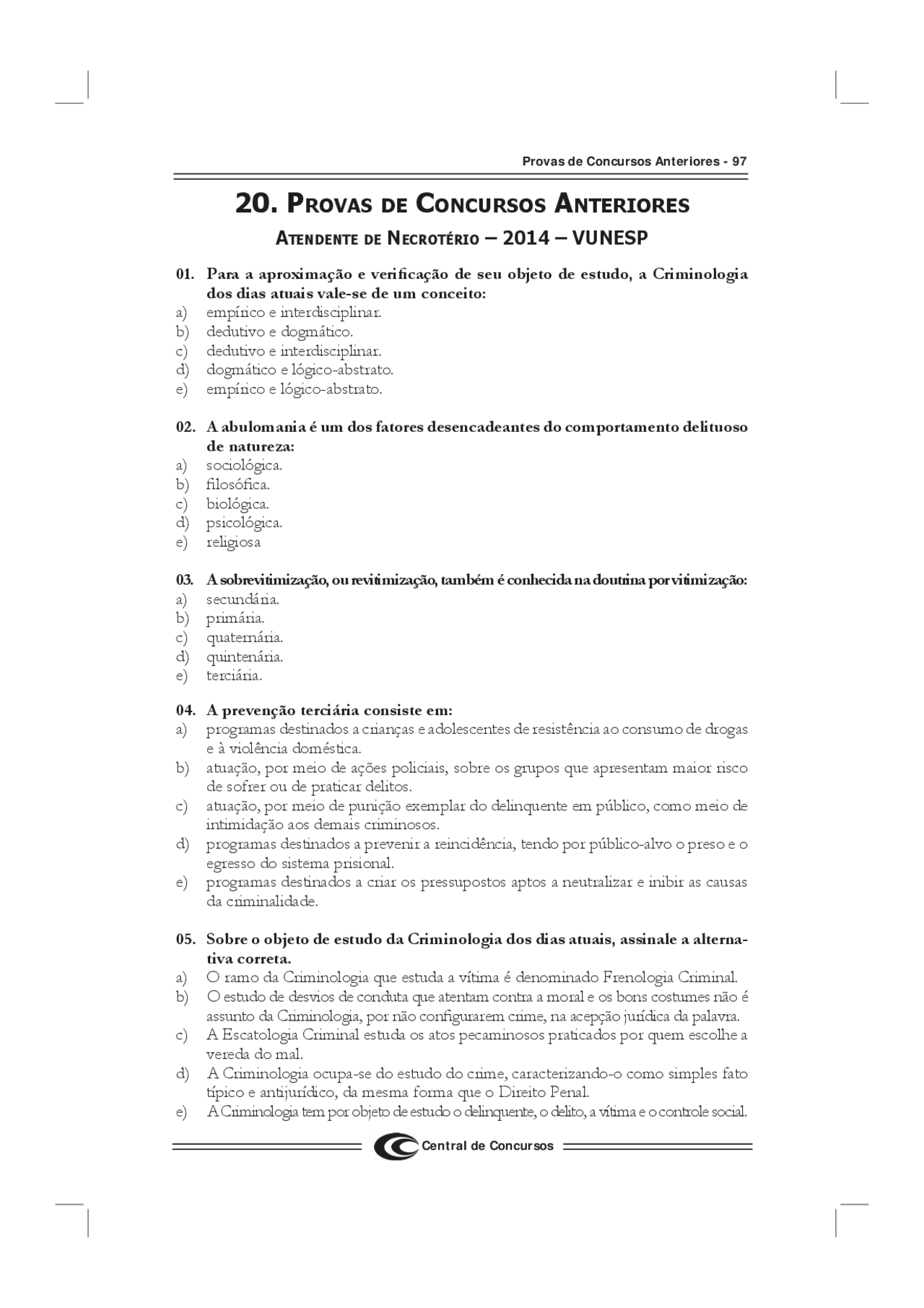 20. PROVAS DE CONCURSOS ANTERIORES NECROTÉRIO | Notas de estudo ...