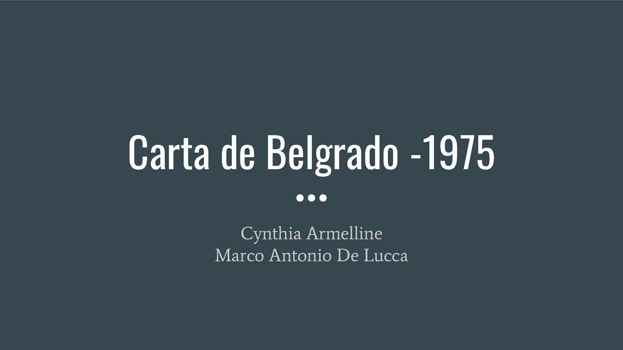 Carta de Belgrado -1975.pdf | Exercícios Bem-estar Social | Docsity