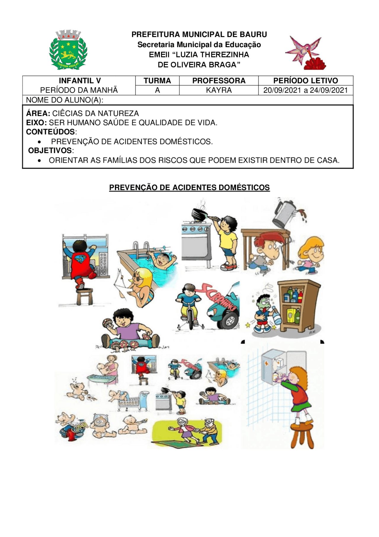 PREVENÇÃO DE ACIDENTES DOMÉSTICOS PREFEITURA ... | Notas de aula ...