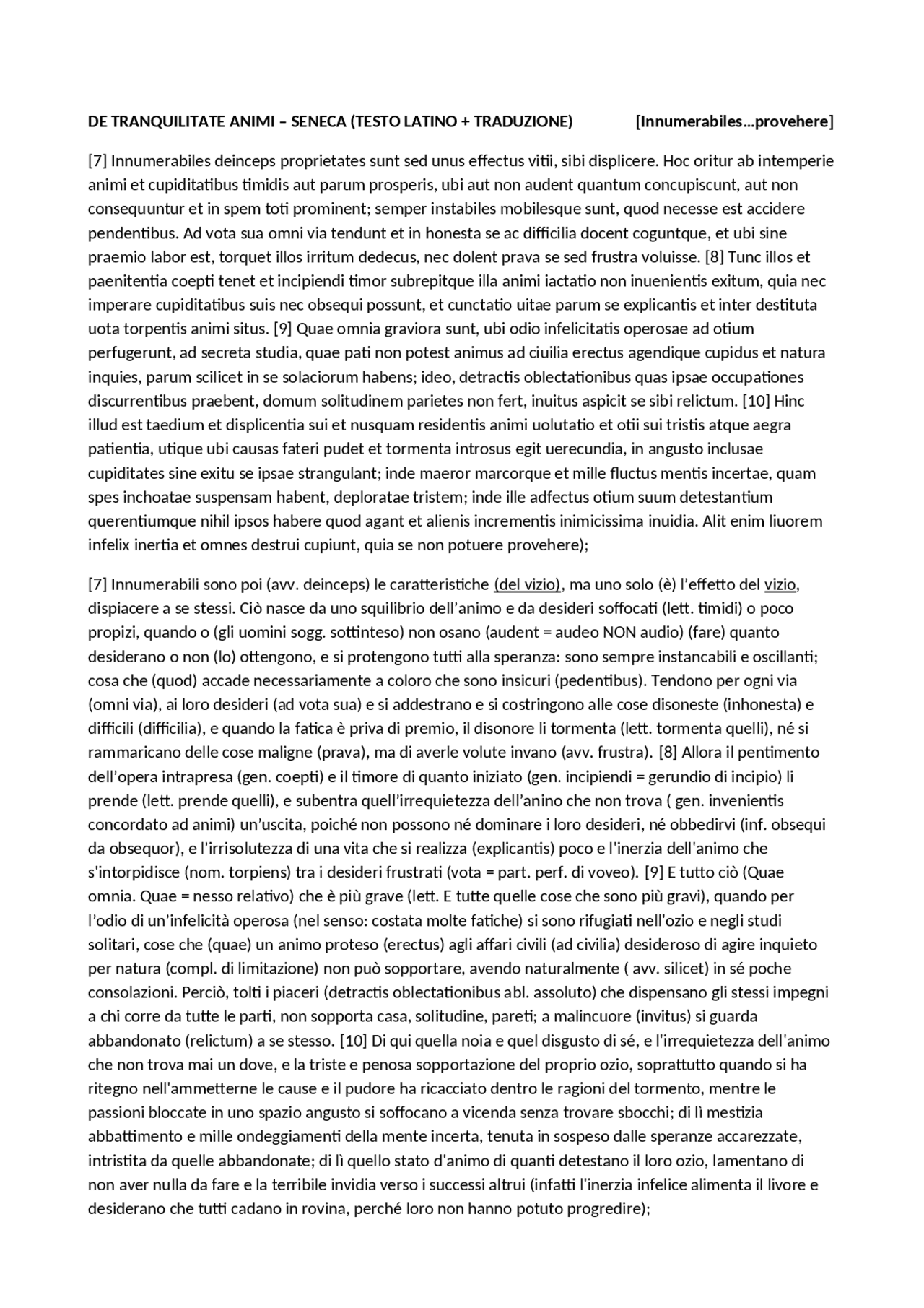 De Tranquillitate Animi Seneca (Traduzione + Analisi) Esercizi di