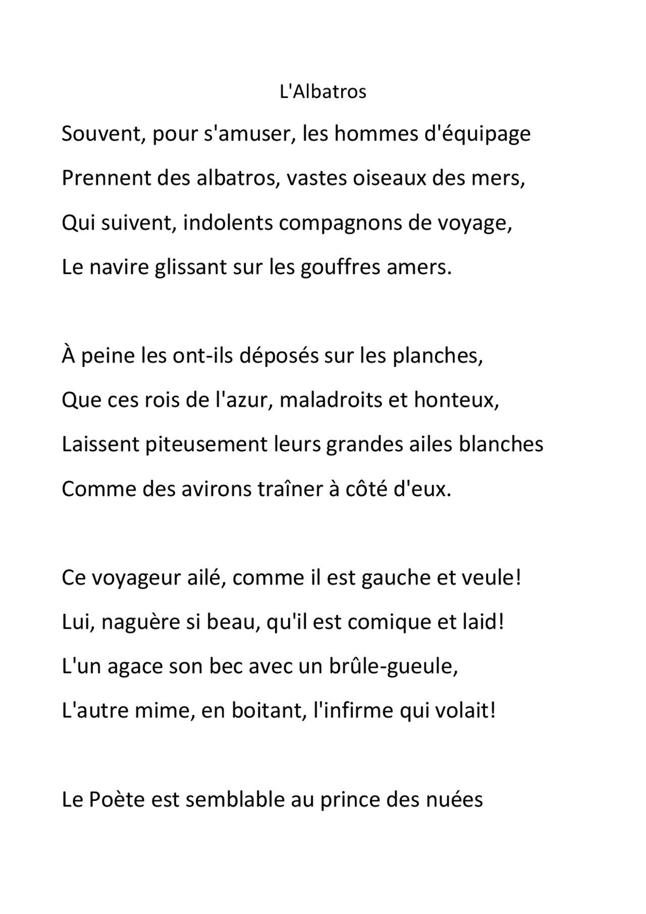 Riassunto della poesia Albatros di Baudelaire | Schemi e mappe ...