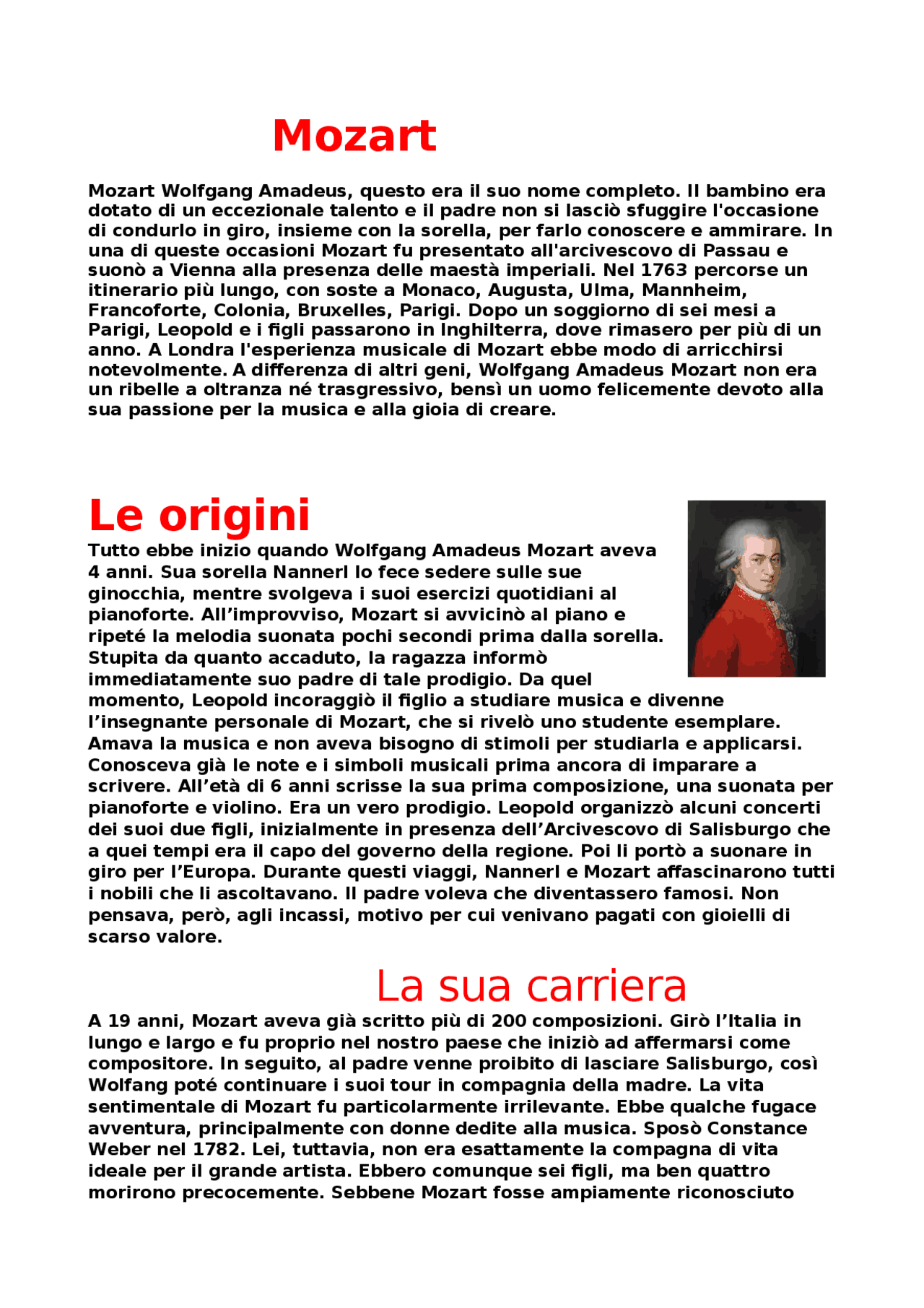 Mozcarts Mozart Riassunto Opere : Biografia Wolfgang Amadeus Mozart, vita e ...