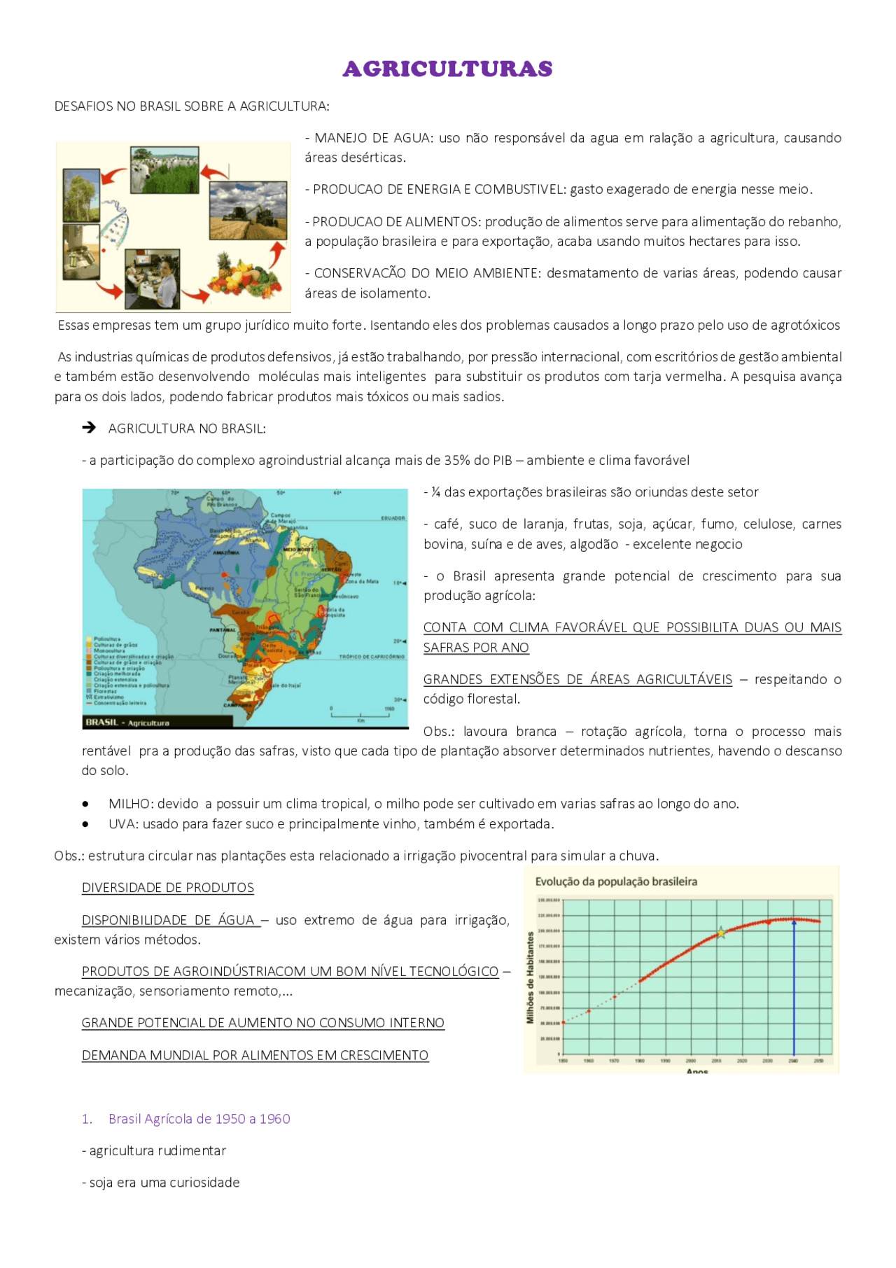 Agricultura no Brasil | Resumos Botânica | Docsity