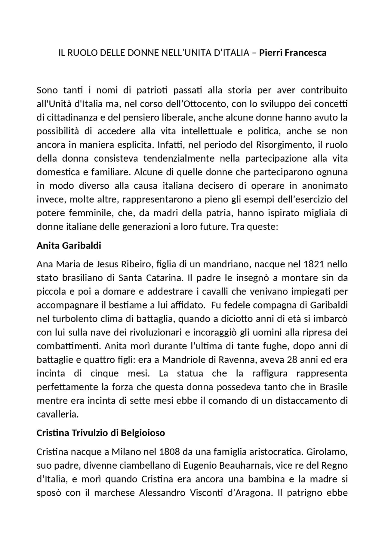 IL RUOLO DELLE DONNE NELL'UNITA' D'ITALIA | Guide, Progetti e Ricerche ...