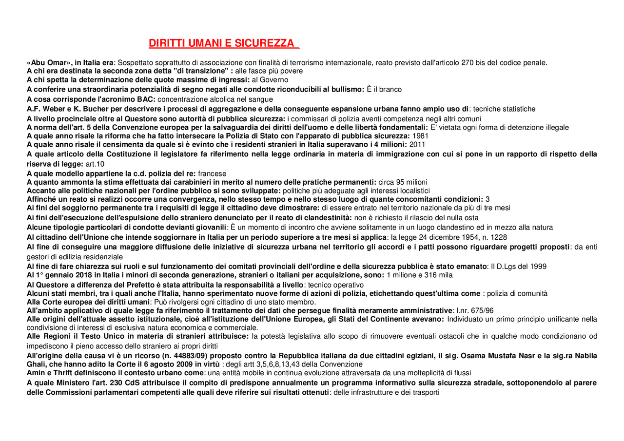 Diritti Umani e Sicurezza Scienze Giuridiche L-14 Mercatorum | Prove d