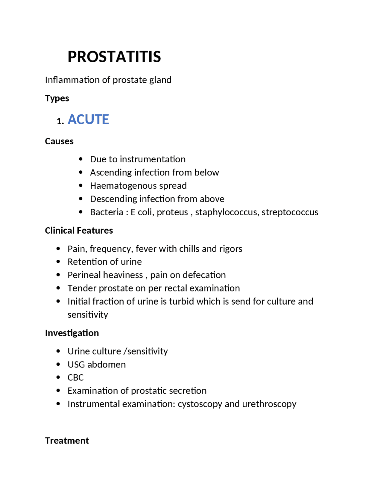 Prostatitis Guidelines Prostatitis: Types, Causes, Clinical Features, Investigations ...